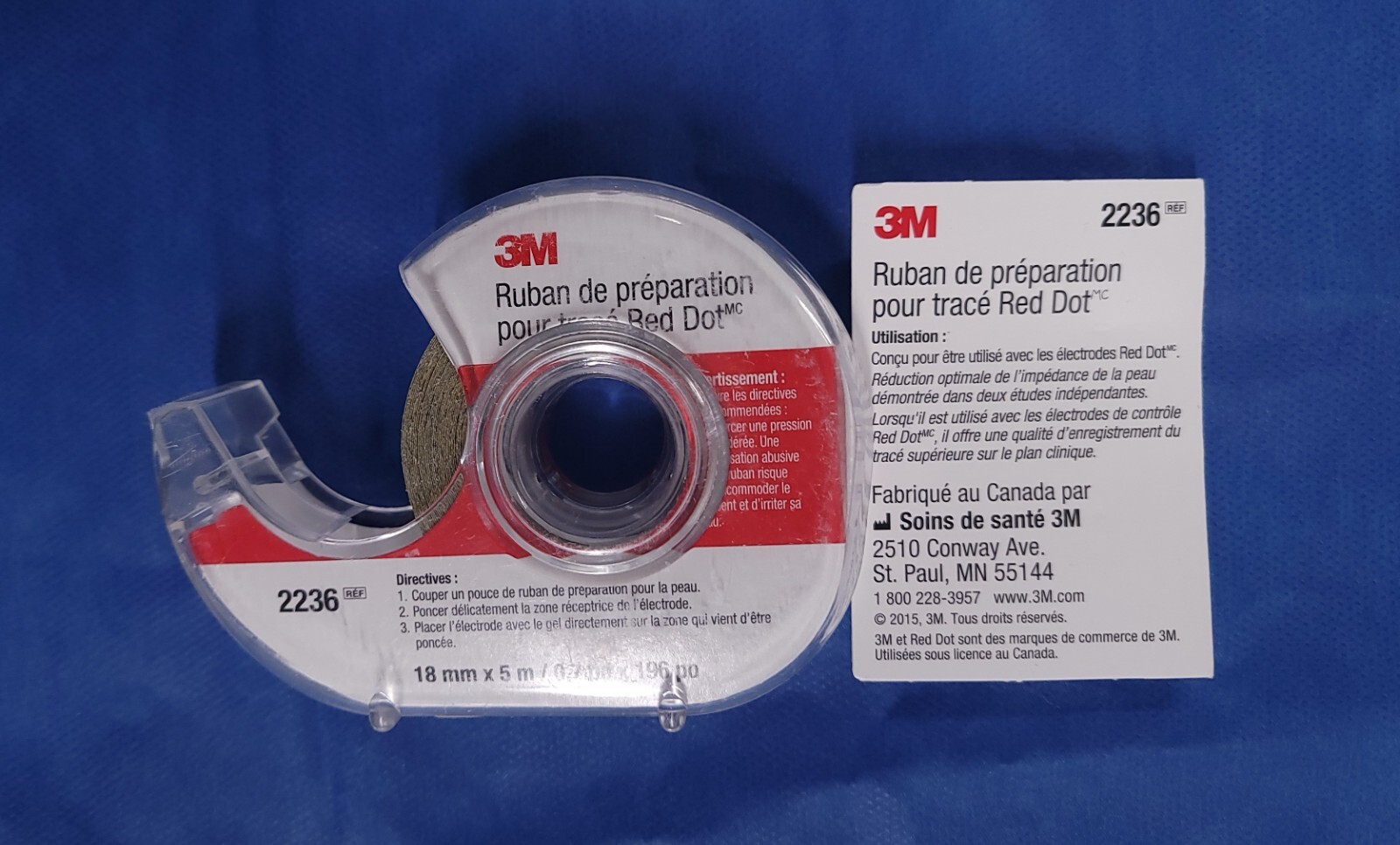 3M Red Dot Trace Prep 2236 Abrasive Tape Roll with Dispenser 18mm x 5m Lot Of 10