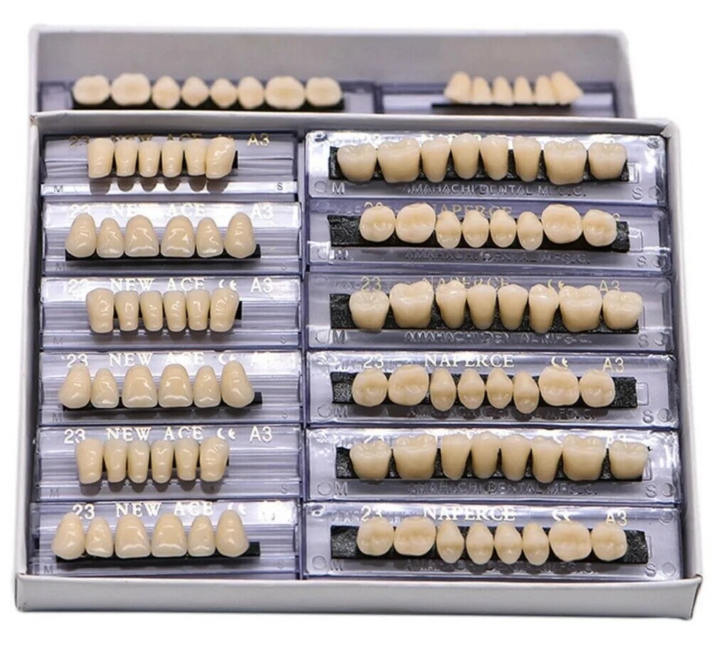 168X Acrylic Resin A1/A2/A3 Dental Denture Teeth Upper Lower Shade 22/23/24# USA