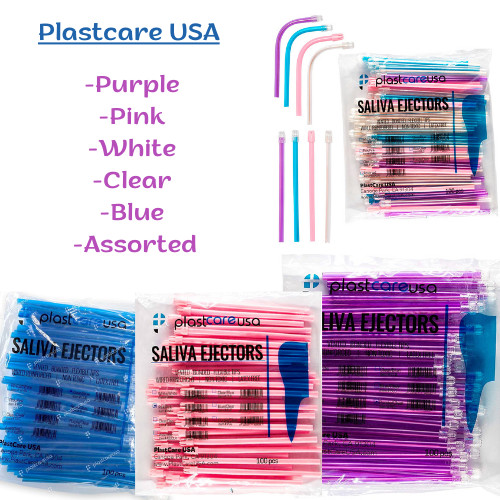100/Pk Disposable Saliva Ejectors Suction Tips Plastcareusa CHOOSE YOUR COLOR