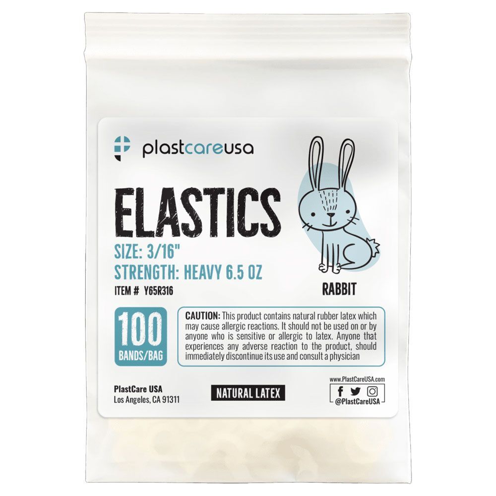 plastcareusa ELASTICS 3/16″ Rabbit, Heavy 6.5 oz Elastic Bands, Yellow, 100/Bag