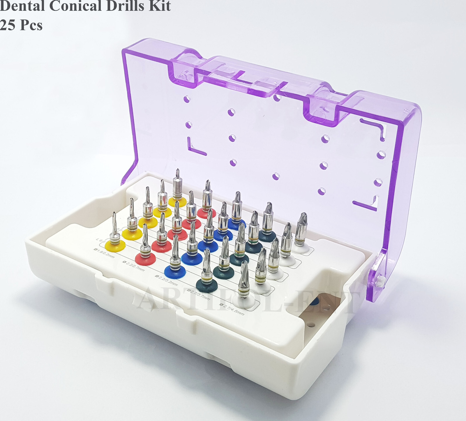 Dental Conical Drill Kit 25 Pcs with Stopper Implant Surgical Drills Kit