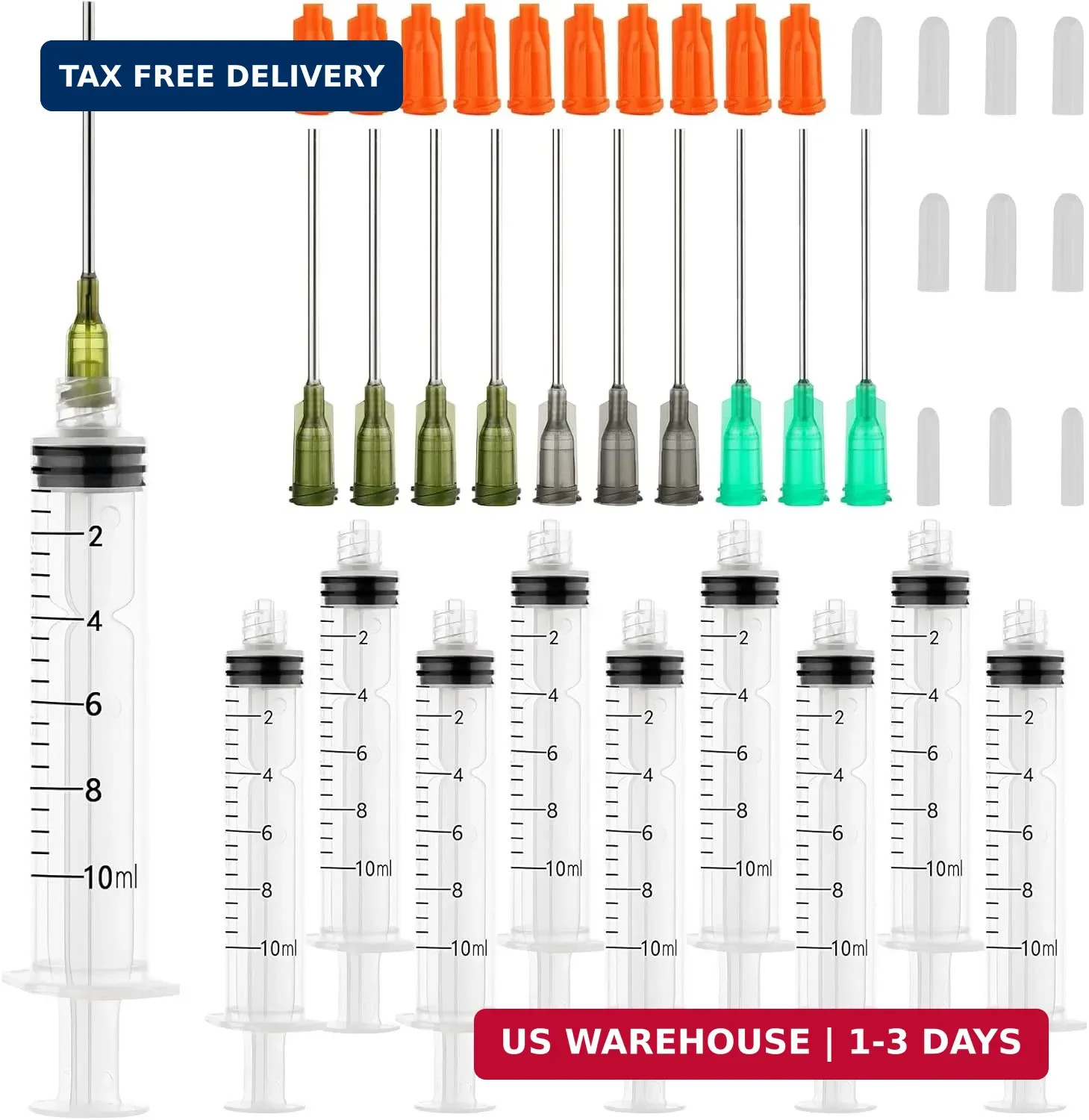 10ml Glue Applicator Syringe with 14G 16G 18G Blunt Tip Needle and Cap, Suitable