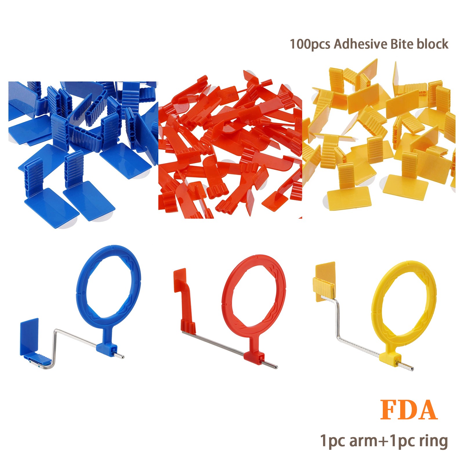 Dental X-Ray Sensor Holder 100 pcs self-adhesive Bite block 1pc Arm+1pc Ring Set