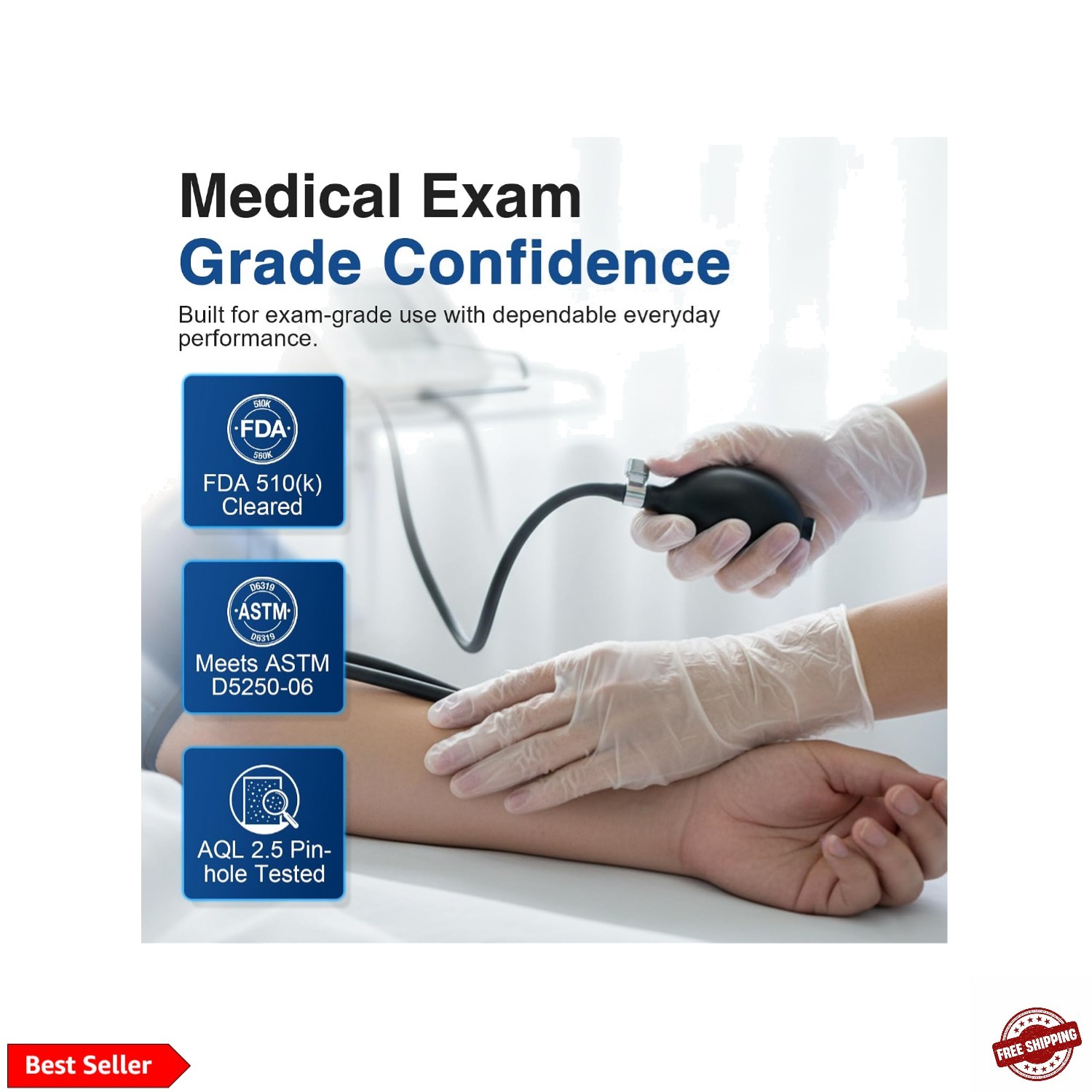 Clear Vinyl Exam Gloves, Latex-Free, Disposable Medical Gloves, Cleaning Glov…