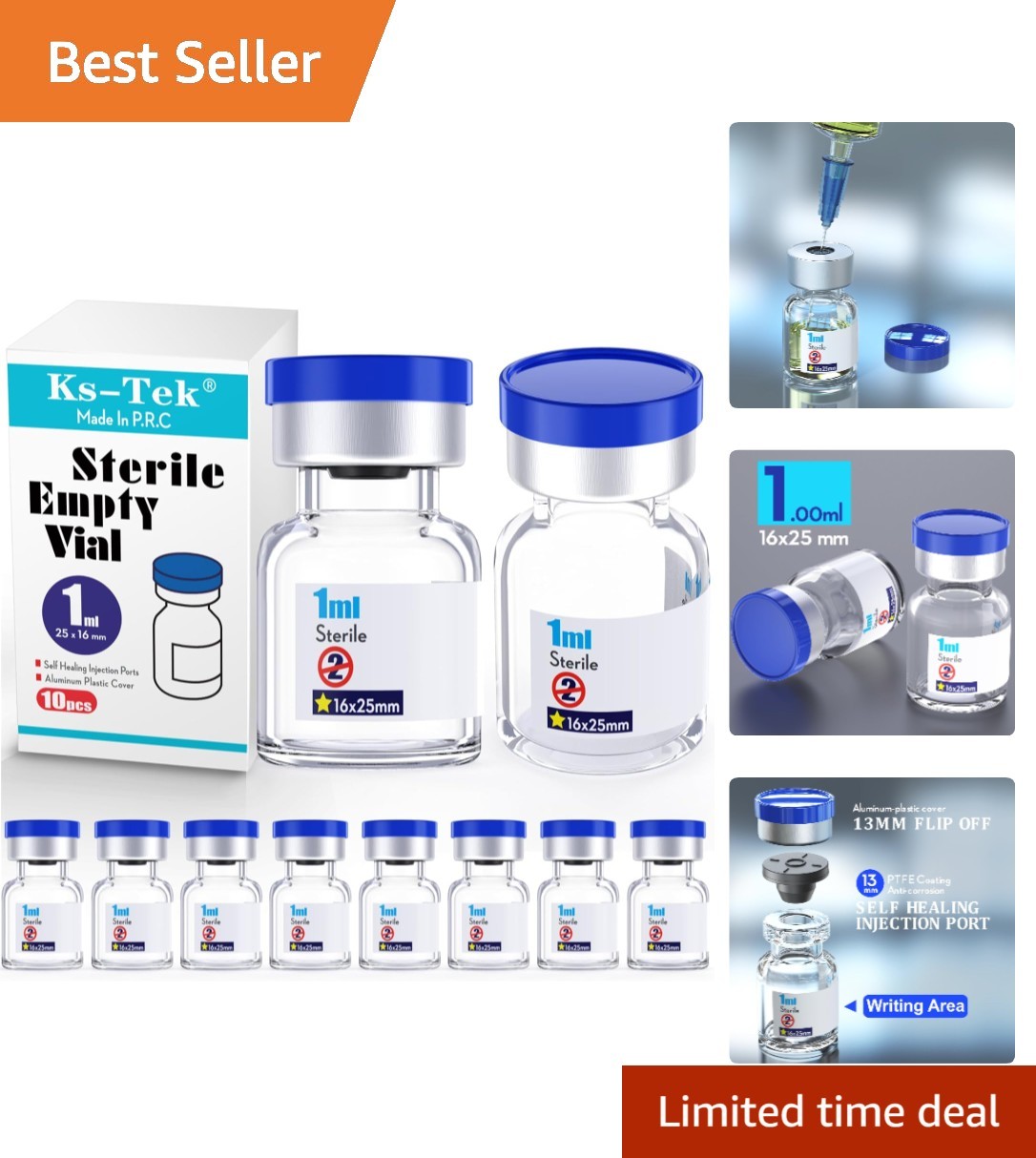 1ml Sterile Vials with Aluminum Cap – Self-Healing Injection Port
