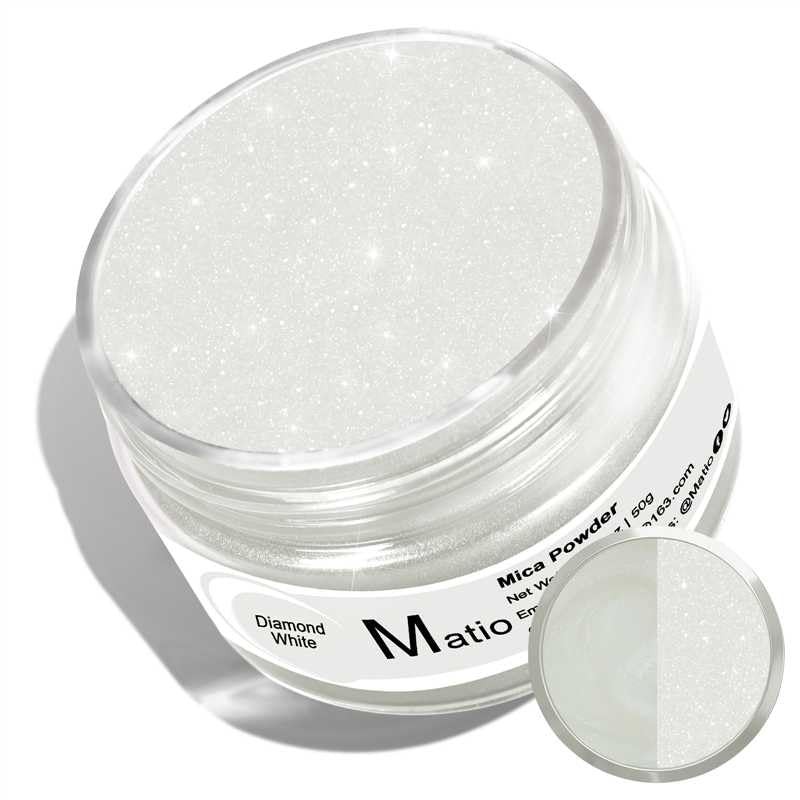 Matio Mica Powder, 1.8oz/ 50g Diamond White Pearlescent Effect