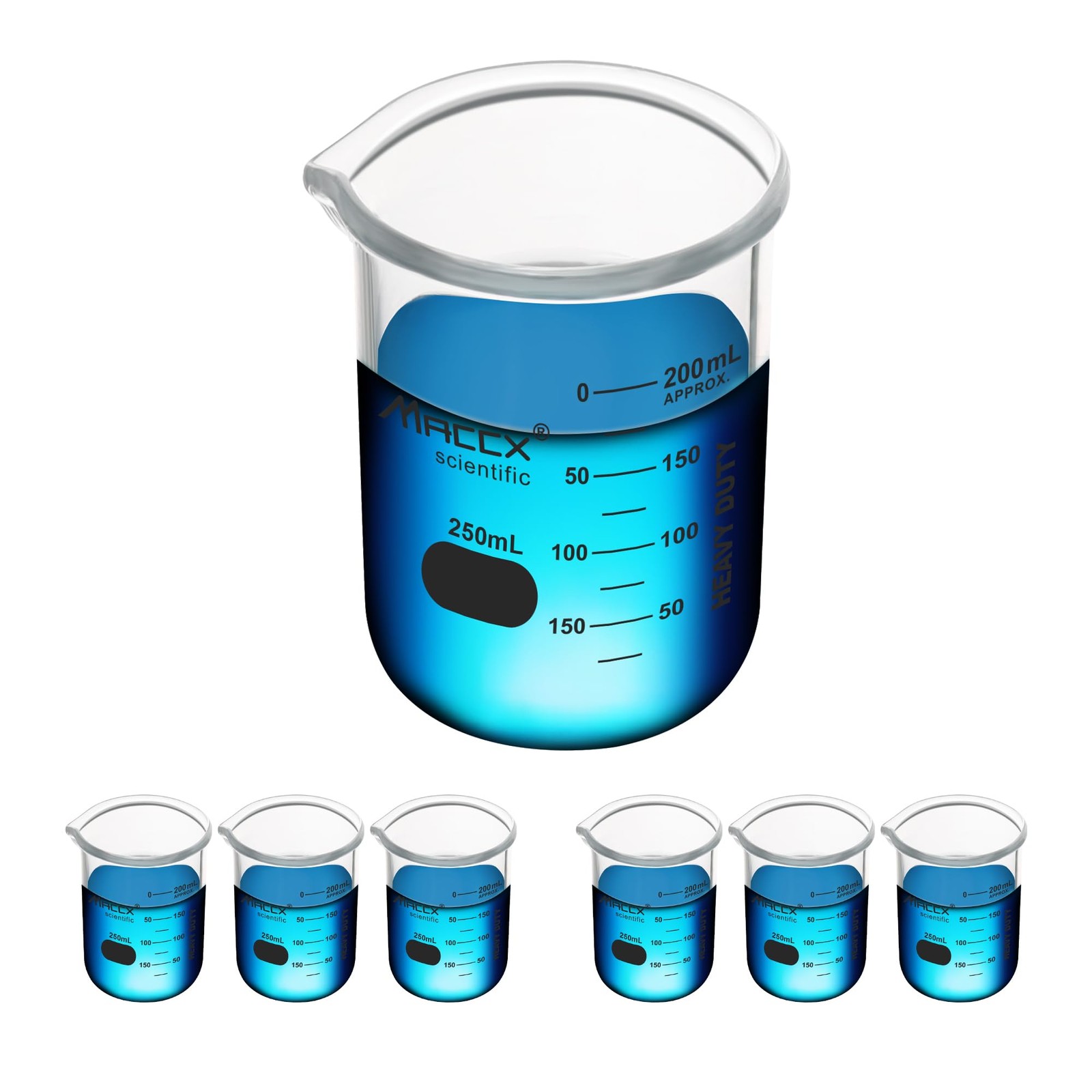 8.5oz(250ml) Sturdy Glass Beaker, Heavy-Duty Lab Beaker Set, 3.3 Borosilicate…