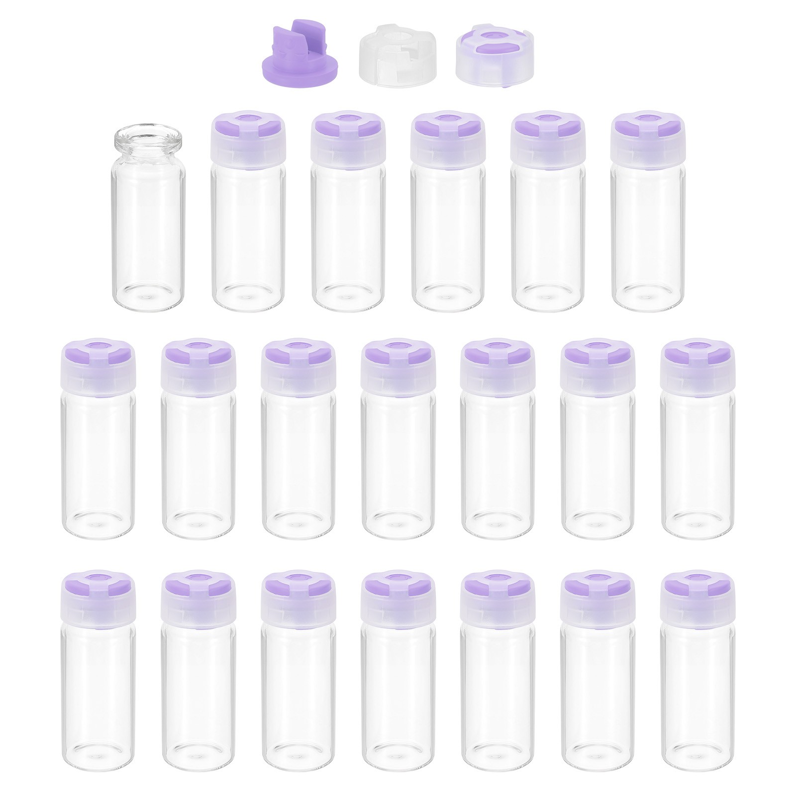 10ml Clear Glass Sample Vials, 20Pcs Small Liquid Bottles, Purple