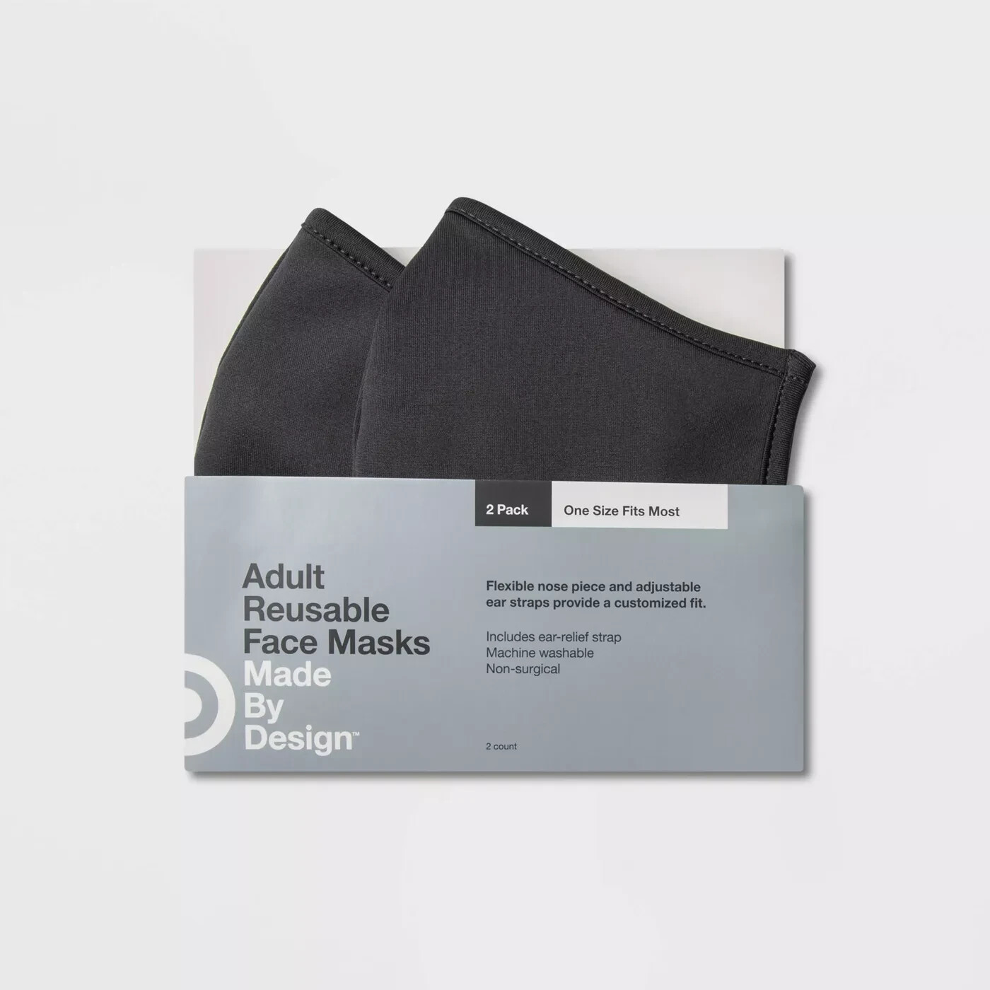 2 pack Reusable Face Mask Gray Made By Design New Adjustable with Filter pocket