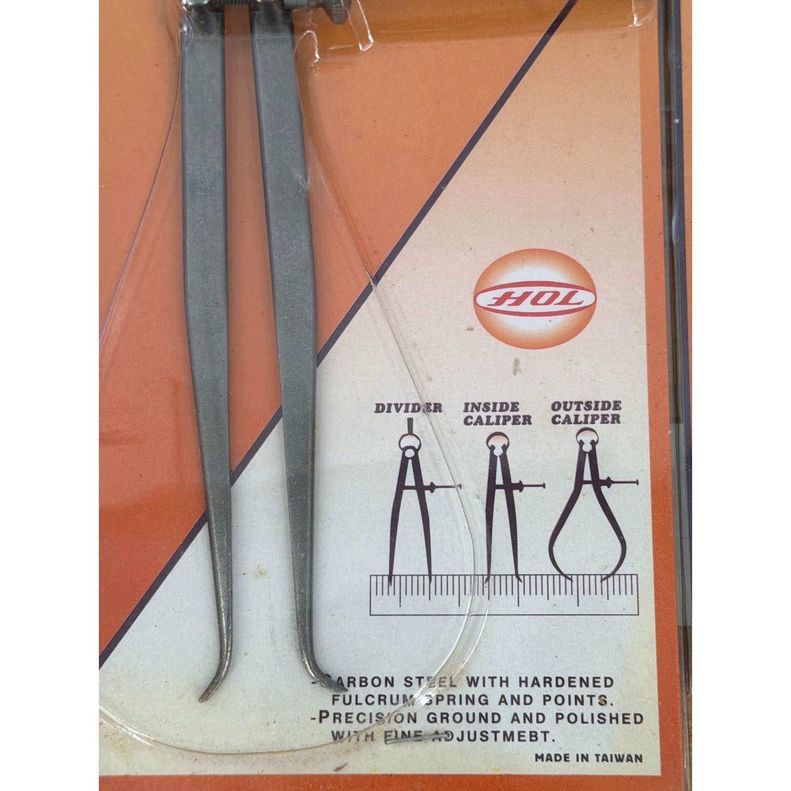 Ruler HOL Spring Caliper Set 8in Inside 6in Outside Carbon Steel ISO 9002 NEW