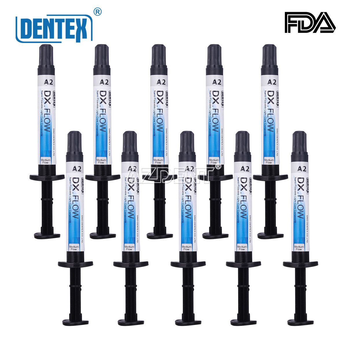 USA Dentex Dental Light Cure Flowable Composite Resin Medium Flow A2 3g/Syringe
