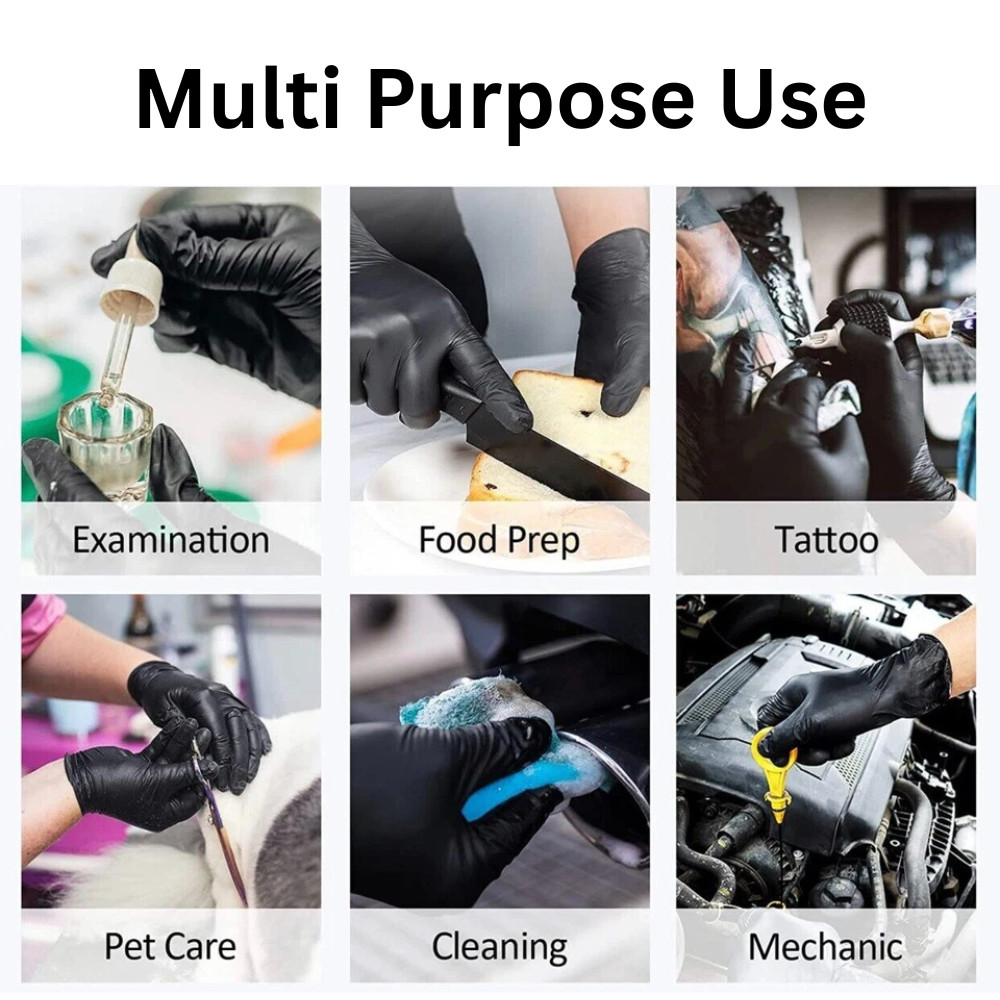 Advance Black Nitrile Exam Gloves IF 51, 5 Mil Disposable Gloves 1000pc S/M/L/XL