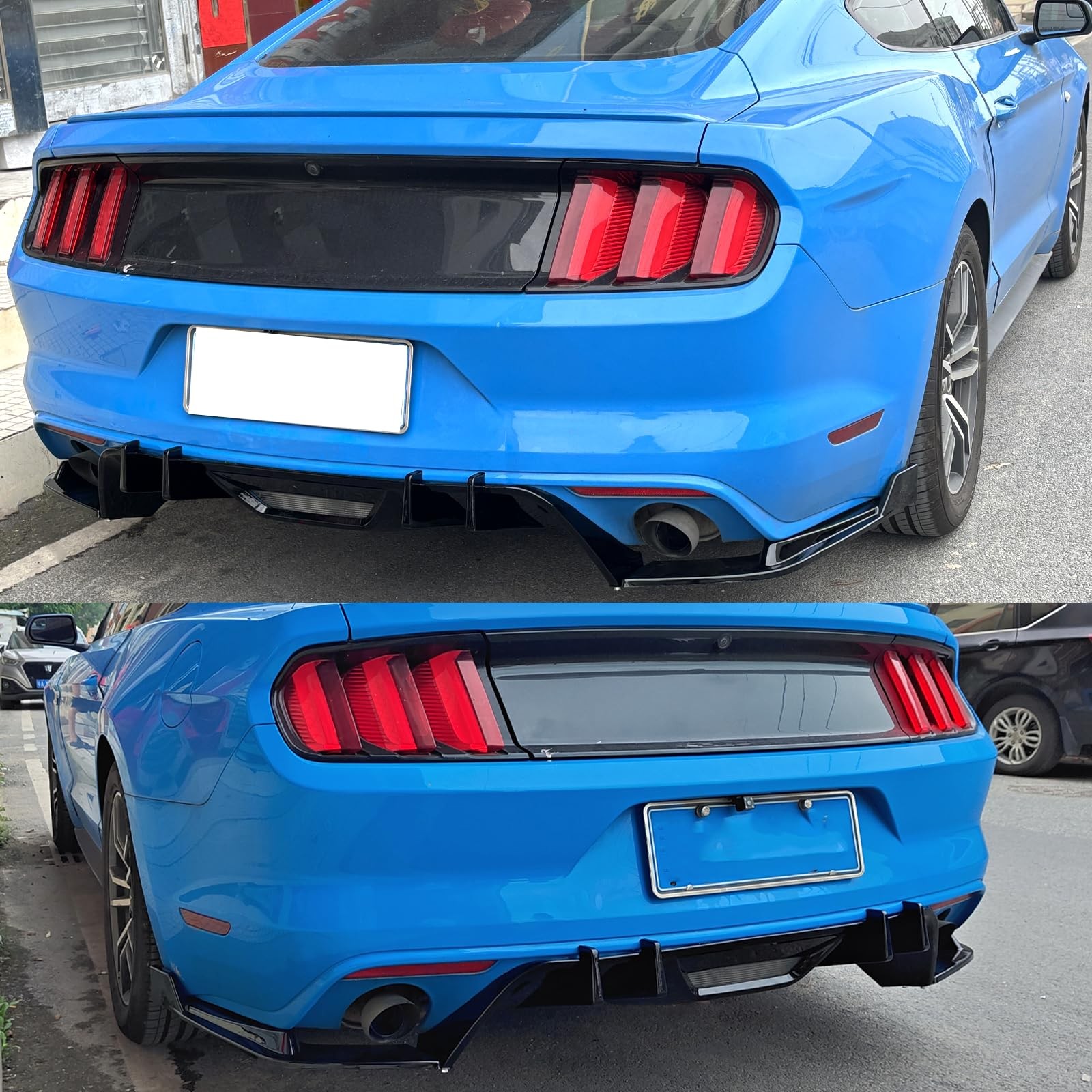 Rear Bumper Diffuser Spoiler Splitter Lip for Ford Mustang 2015-2017 Matte Black