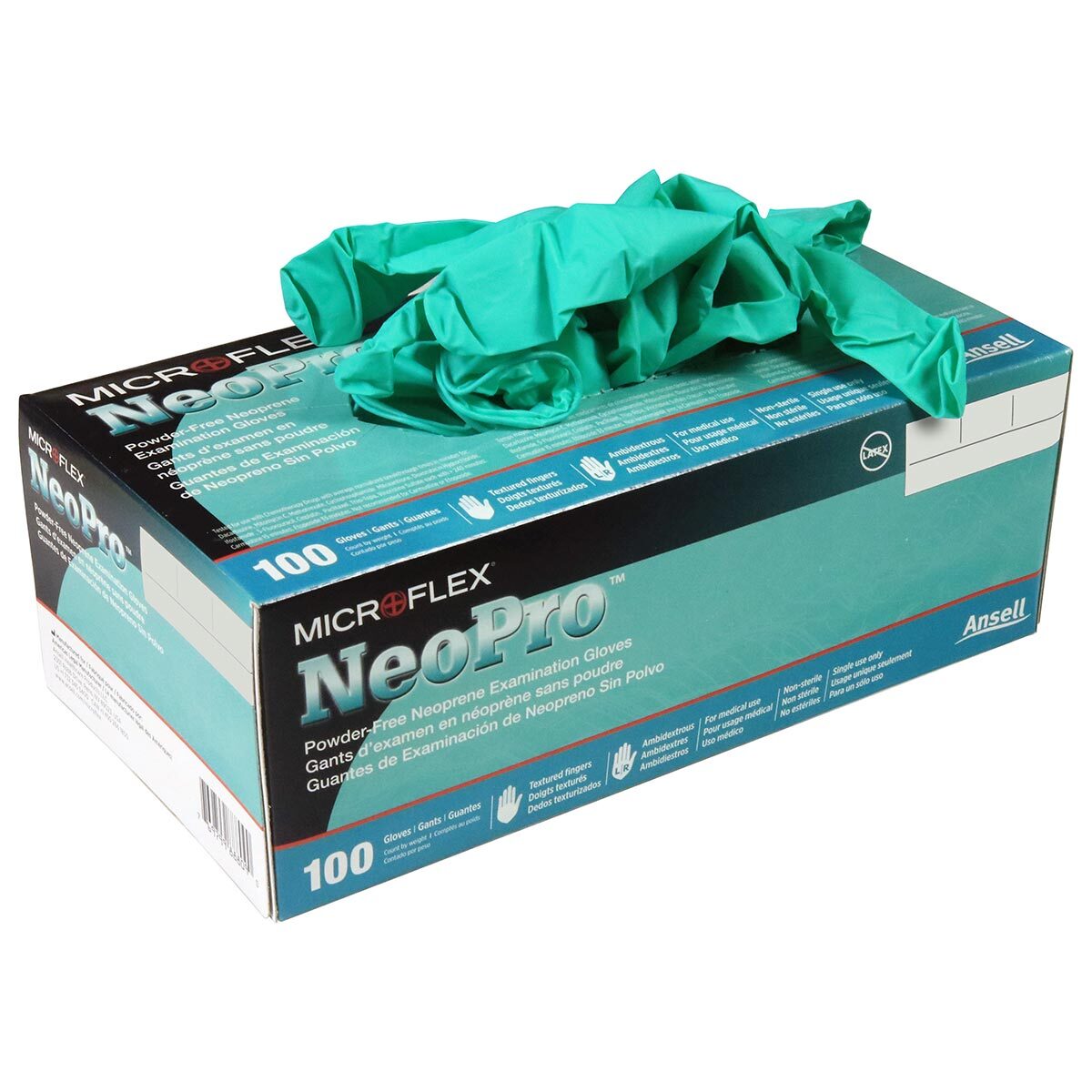 Microflex NPG888M NeoPro Chloroprene Exam Gloves – 100/Case, M, Light Green