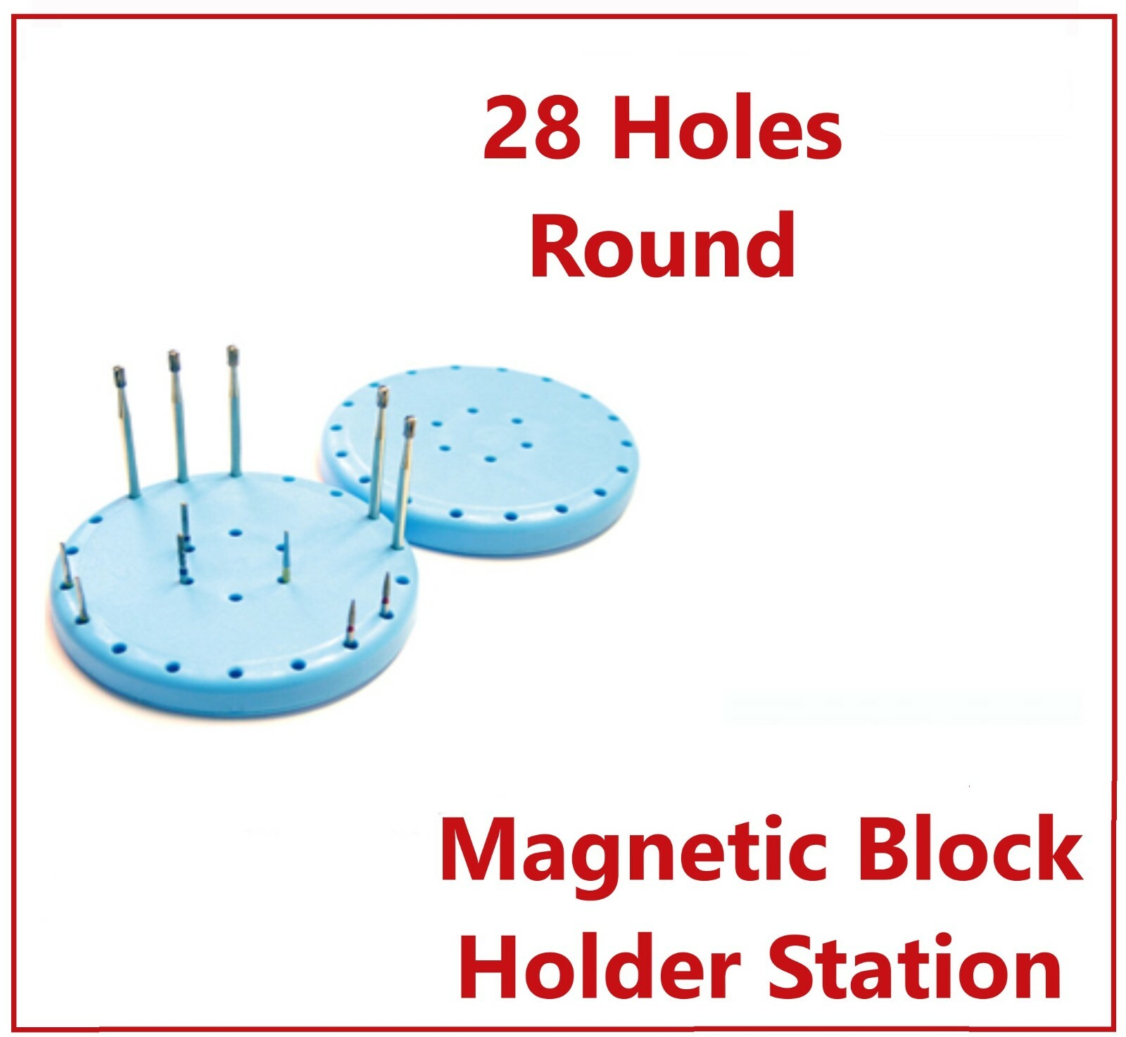 Magnetic Round Dental Lab Bur Block Holder For FG & RA, FGOS, 7 / 14 or 28 Hole