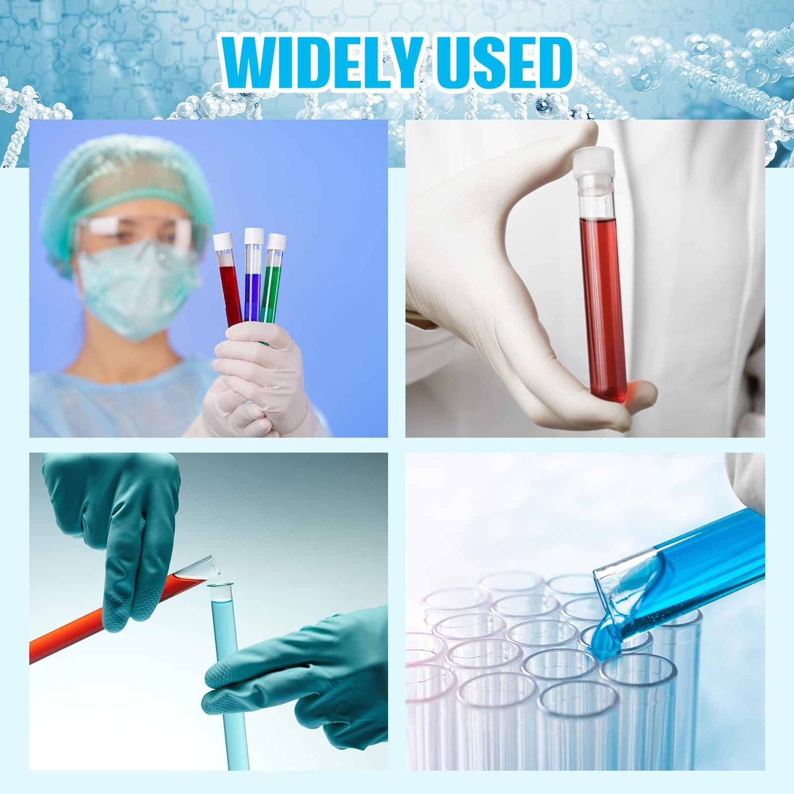 500 Pcs Test Tubes 10 ml Clear Plastic Test Tubes with Caps 16 x 100 mm Small…