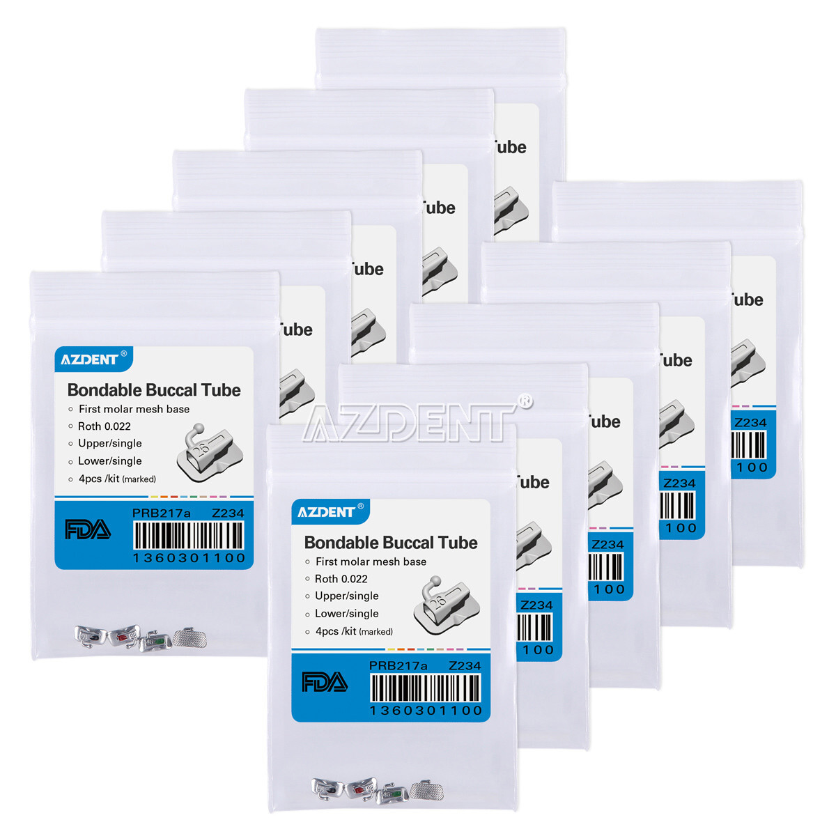 50X Tubos bucales individuales de ortodoncia dental Bondable 1er molar Roth 022