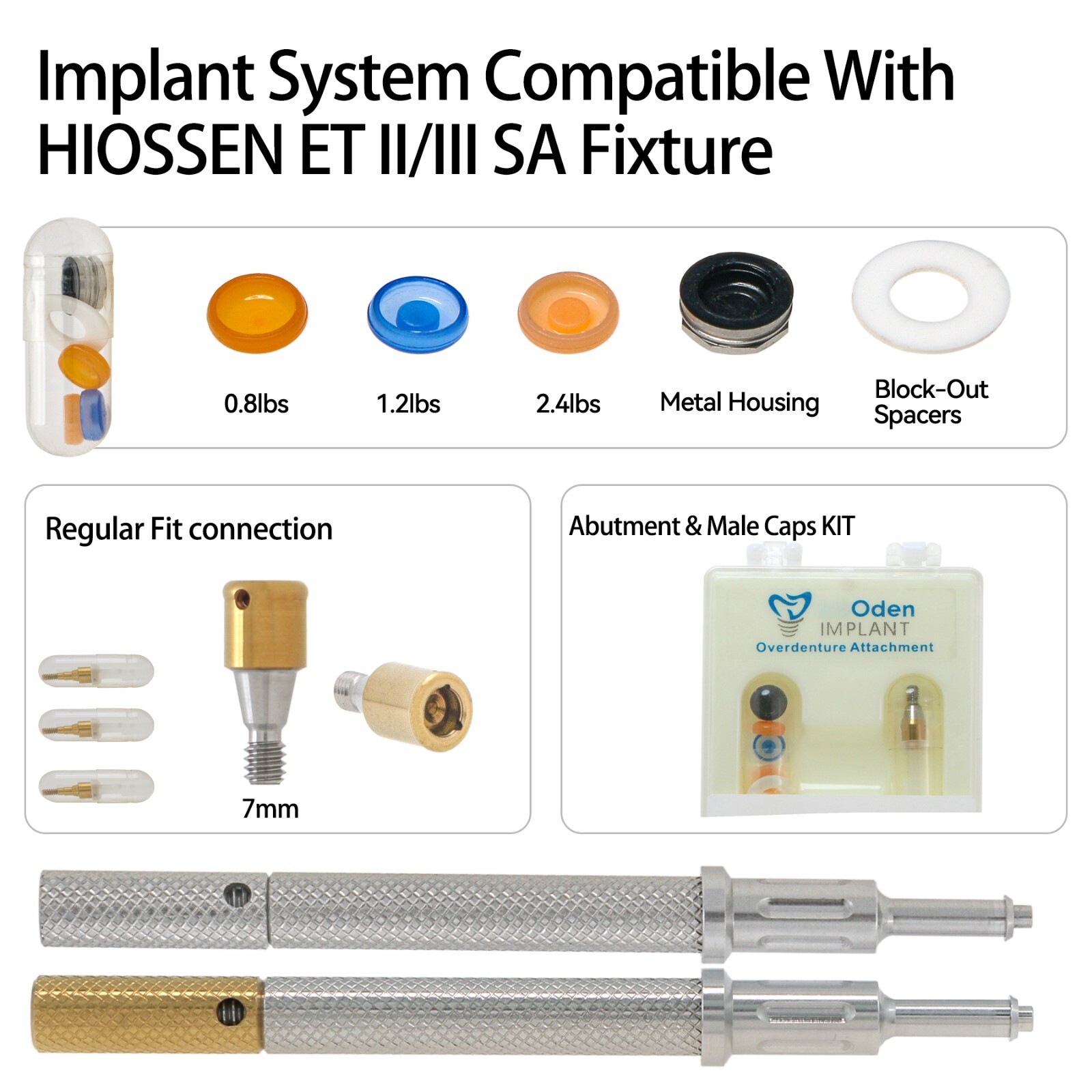 Dental For Hiossen Regular 7mm Attachment Abutment Strong Silicone Caps Implant