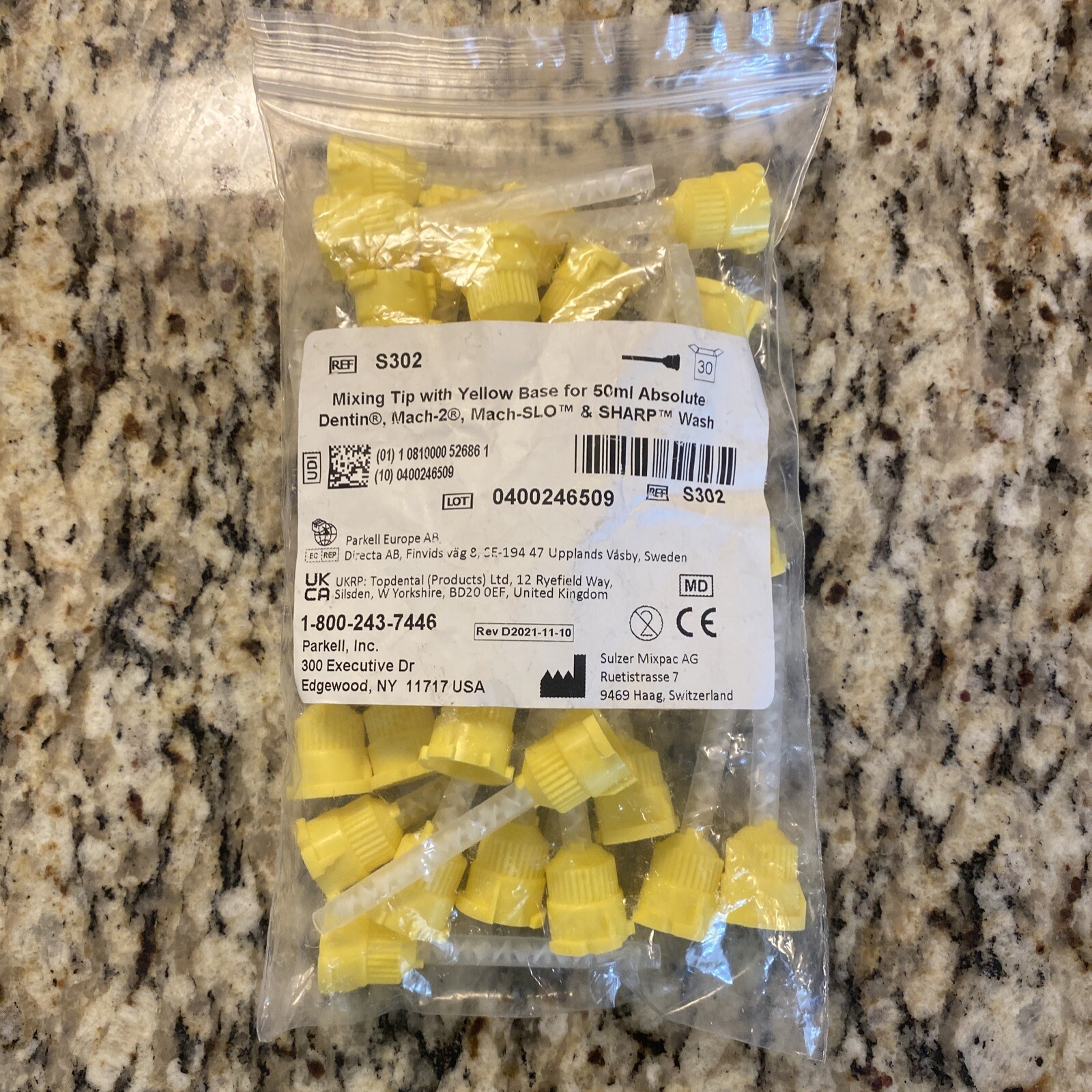 Parkell Mixing Tip with Yellow Base for 50ml Absolute Dentin – Bag x30
