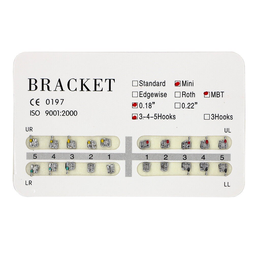 1×Dental Orthodontic Mental Bracket Brace Mini MBT 018 345hooks 1kit 20pcs/set