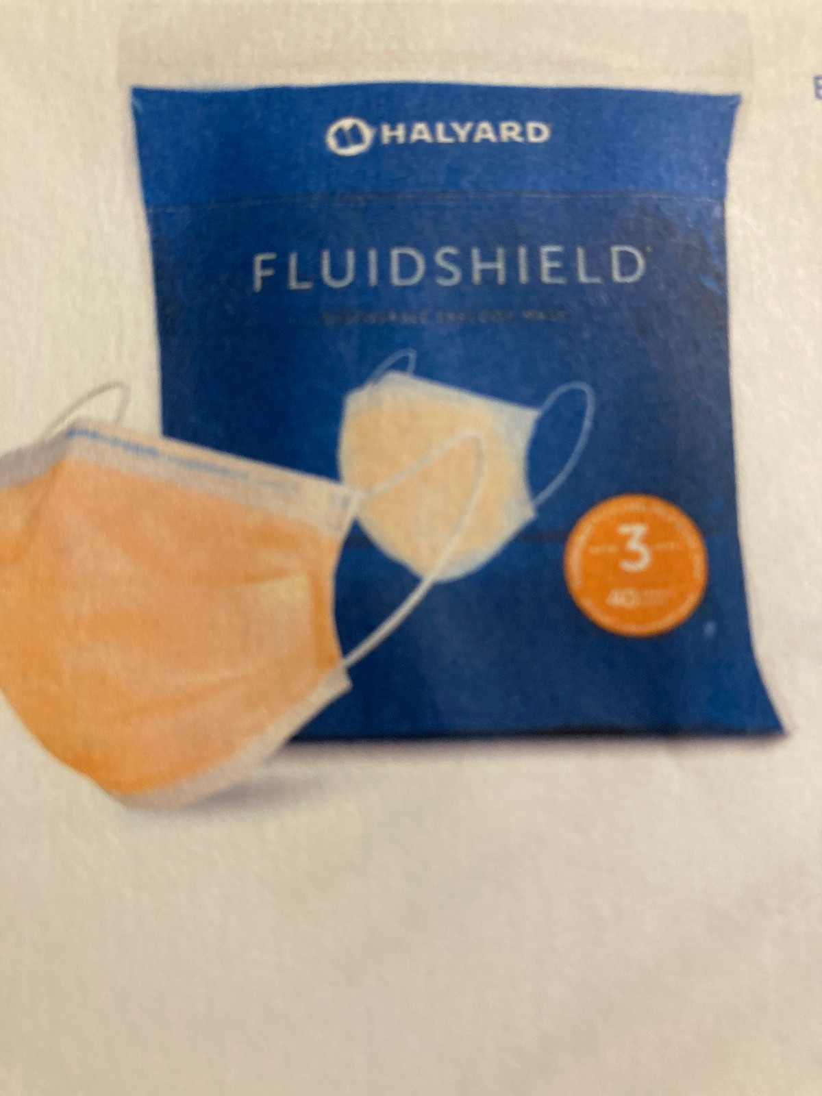 Halyard ASTM 47107 FluidShield Level 3 Orange Fog-Free Face Masks 40/Bx