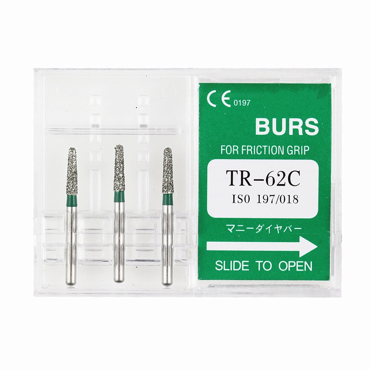 30 PCS TR-62C Taper Round End Coarse Grit Dental Diamond Burs ISO FG Dia 1.6mm