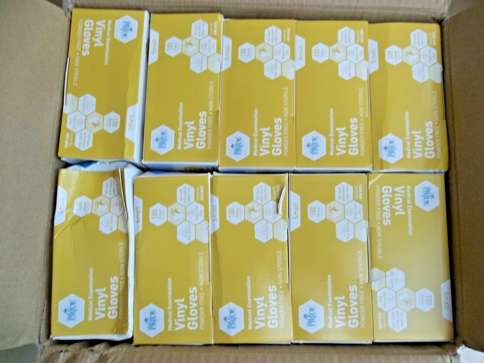 Medpride powder-free vinyl exam gloves, small,10 Boxes of 100 = 1000