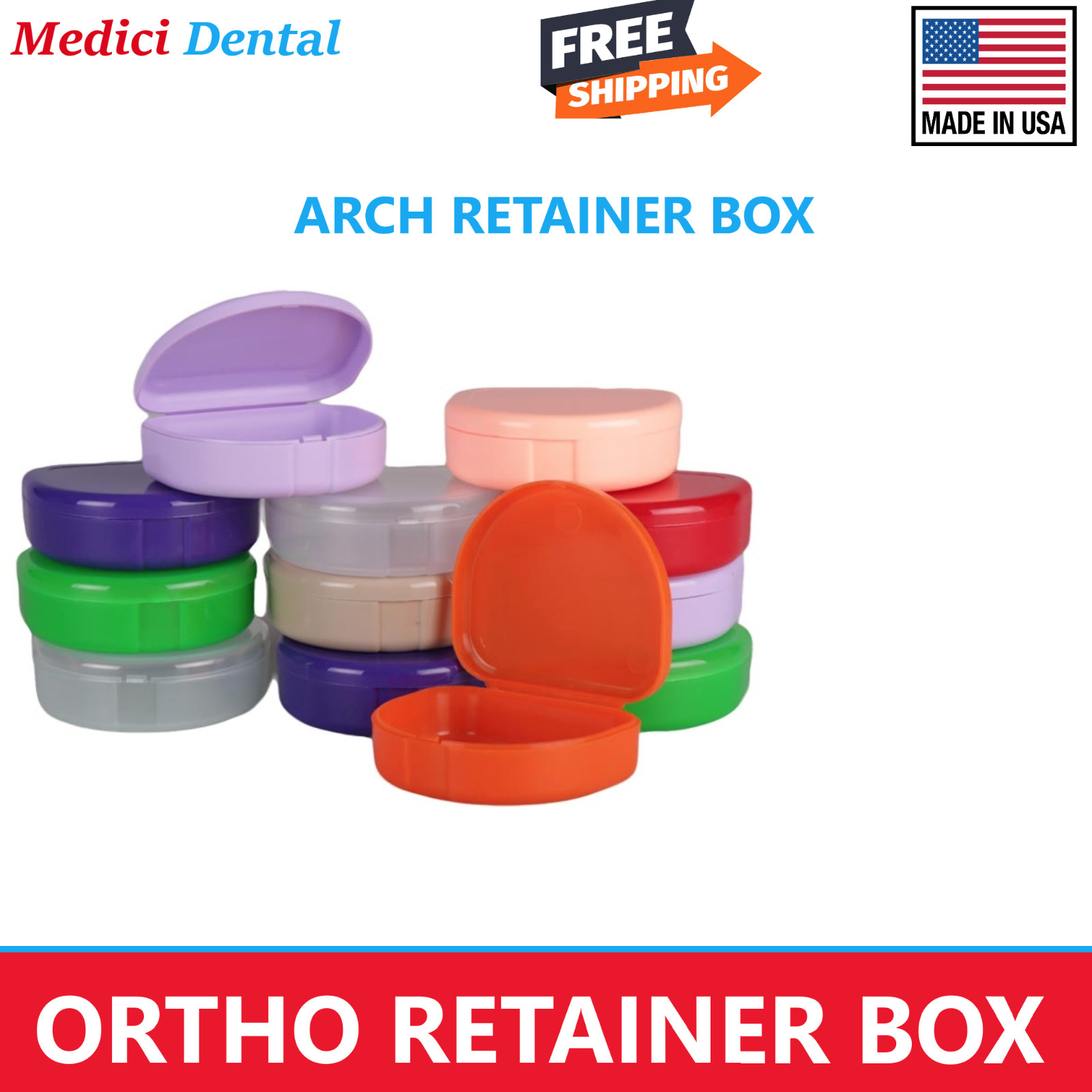 Dental Ortho Retainer Boxes, 50/Pk or 100/Pk Sturdy plastic to protect retainer