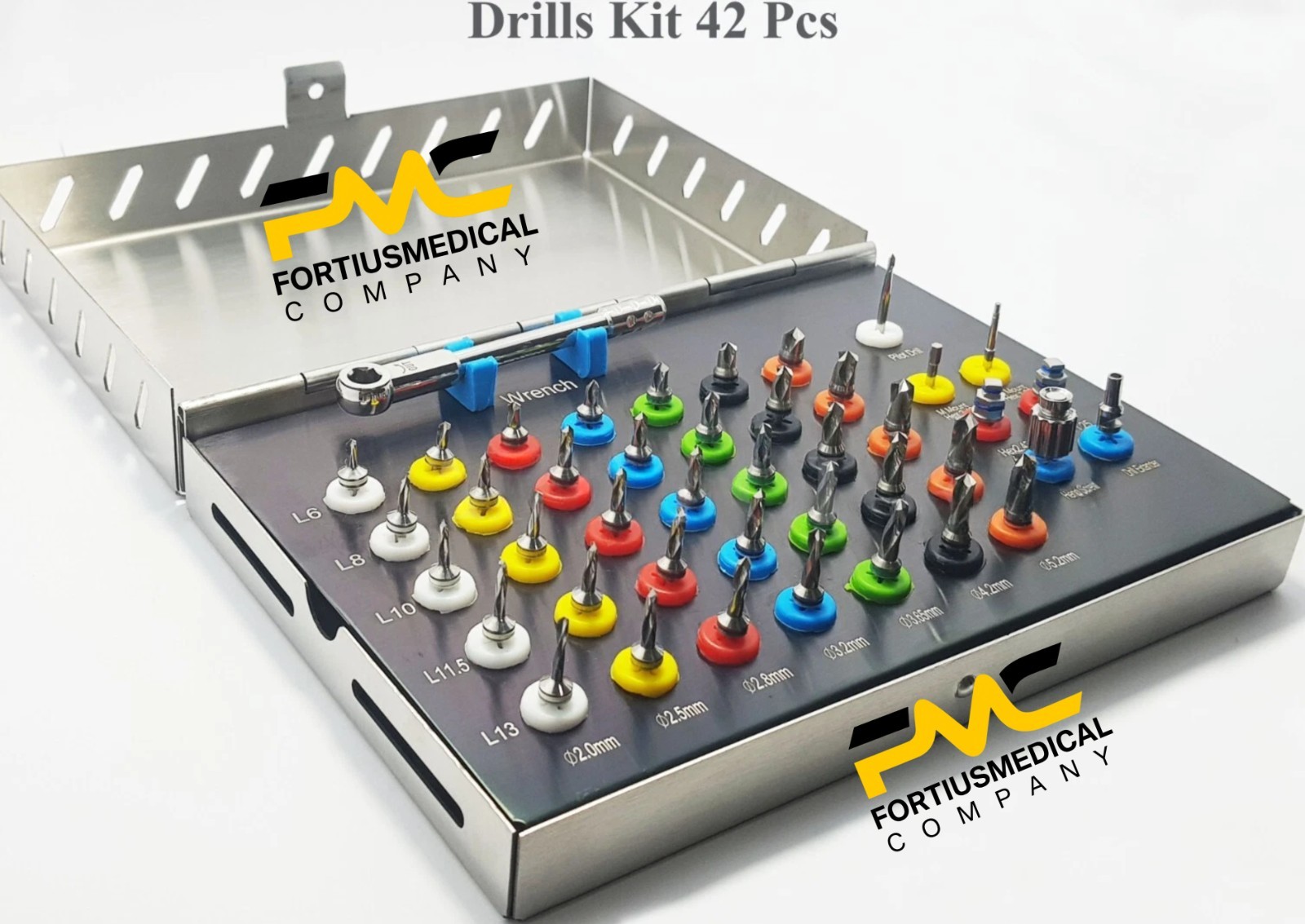 42 Piece Dental Drill Set – Ratchet Implant Surgical Drill Drivers Conical Kit