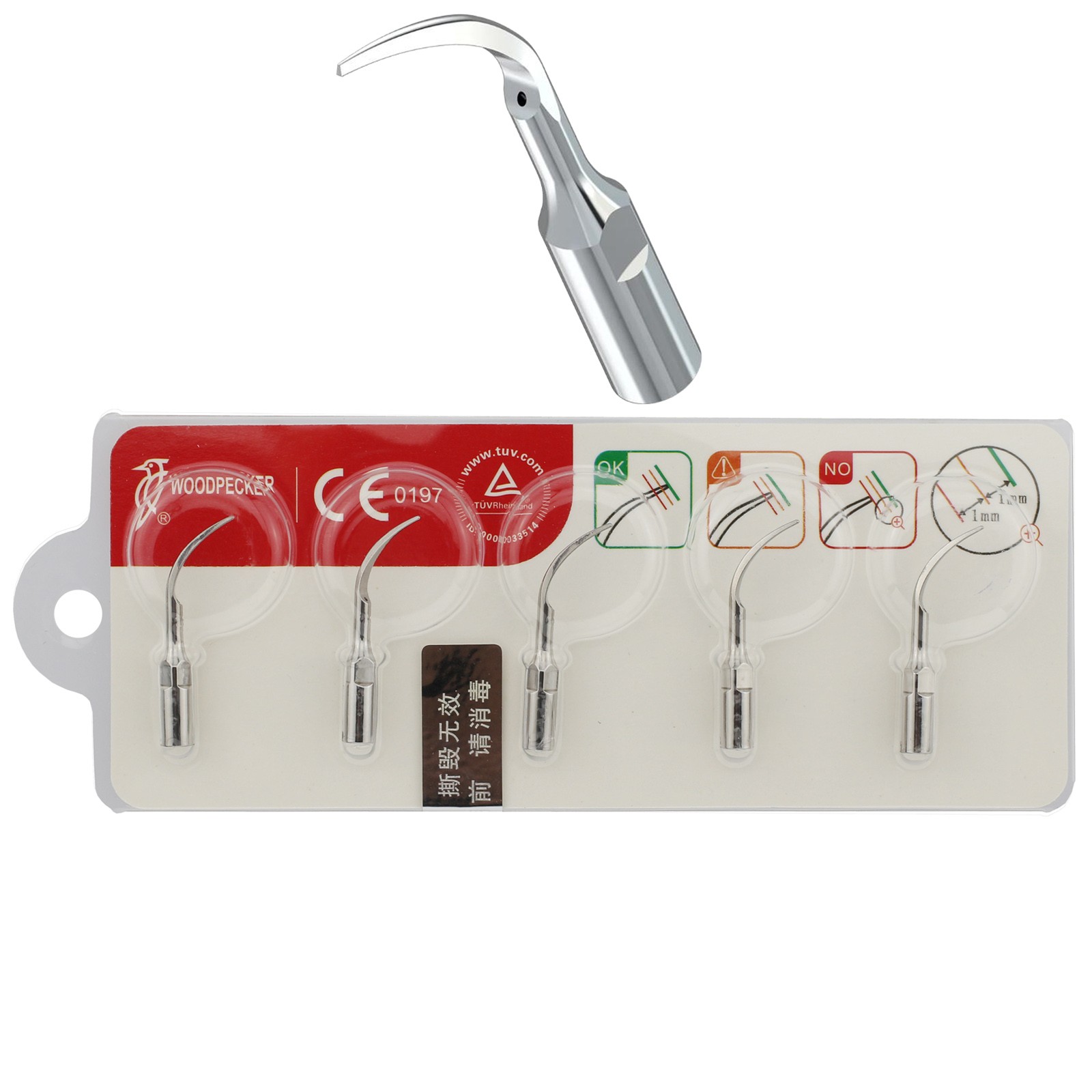 5Pc Woodpecker Scaler Tips P1 Perio Scaling Tip EMS Ultrasonic Piezo Subgingival