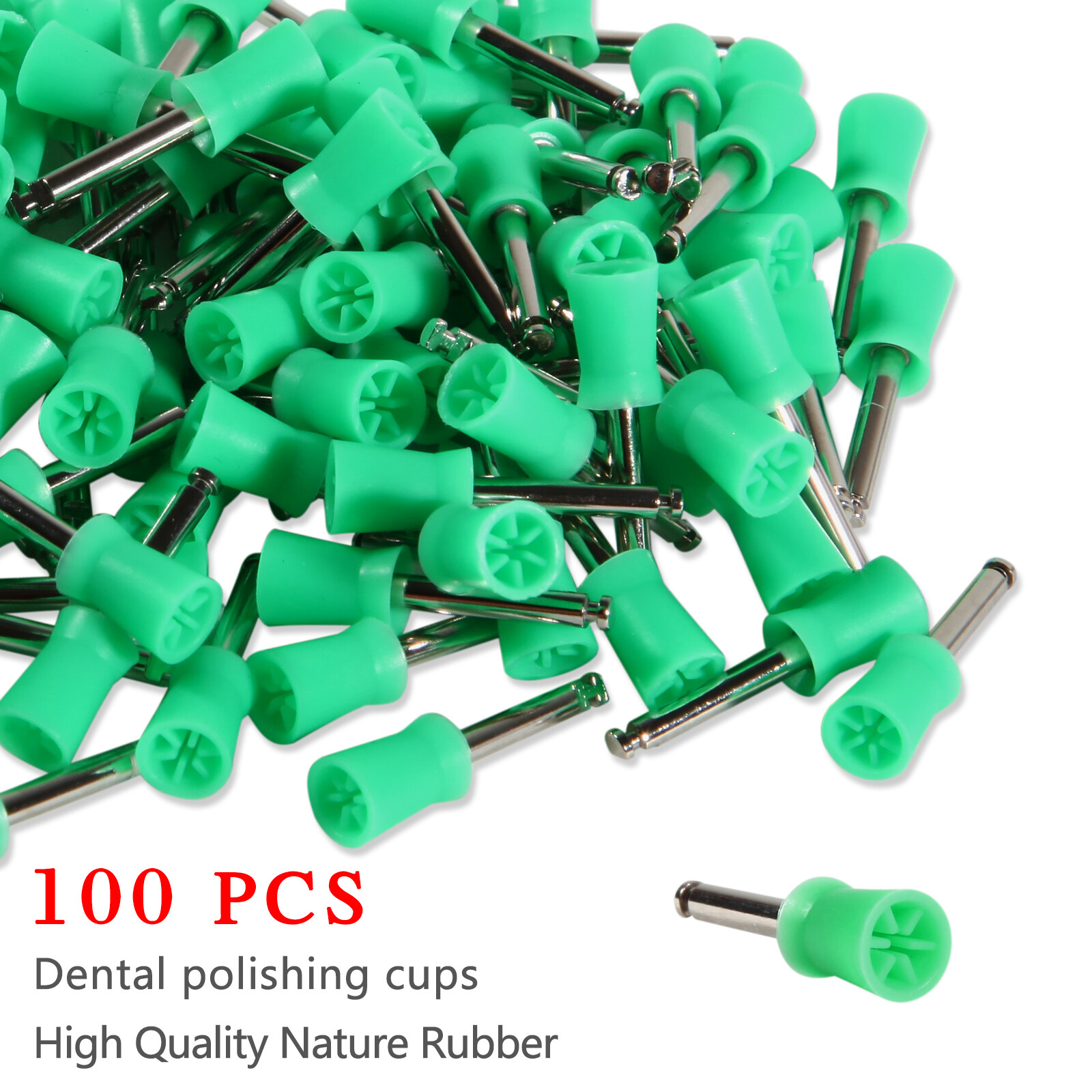 100Pcs Dental Prophy Teeth Polish Polishing Cups Latch Type Brushes Green NJ