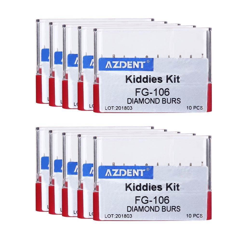 10Pcs/Kit Dental Diamond Burs Kiddies Children Kit FG-106 High Speed AZDENT