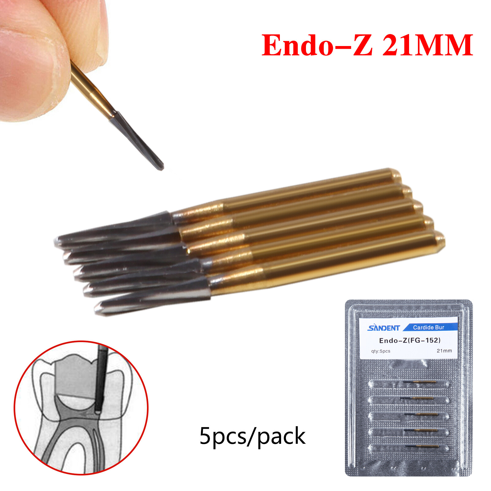 5-50Pcs Dental Endo ENDO-Z Tungsten Carbide Burs FG Round Bur High Speed 21mm