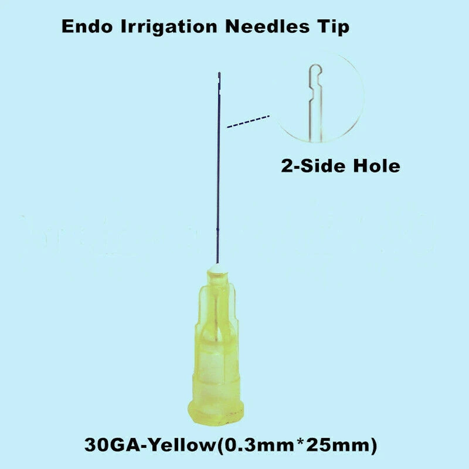 Dental Endo Irrigation needles tip end-closed 2-side holes 30Ga yellow