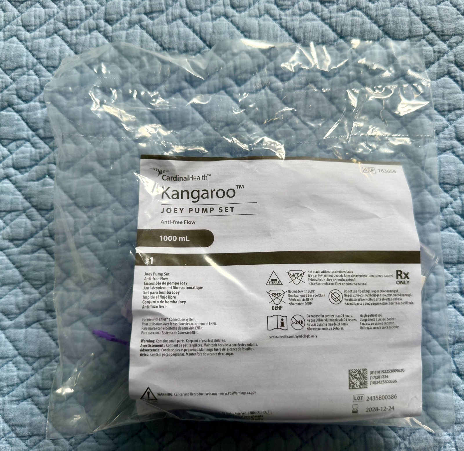 Kangaroo Joey Pump Set Bag ( 1000mL Ref 763656 – Expiration 12/24/2028