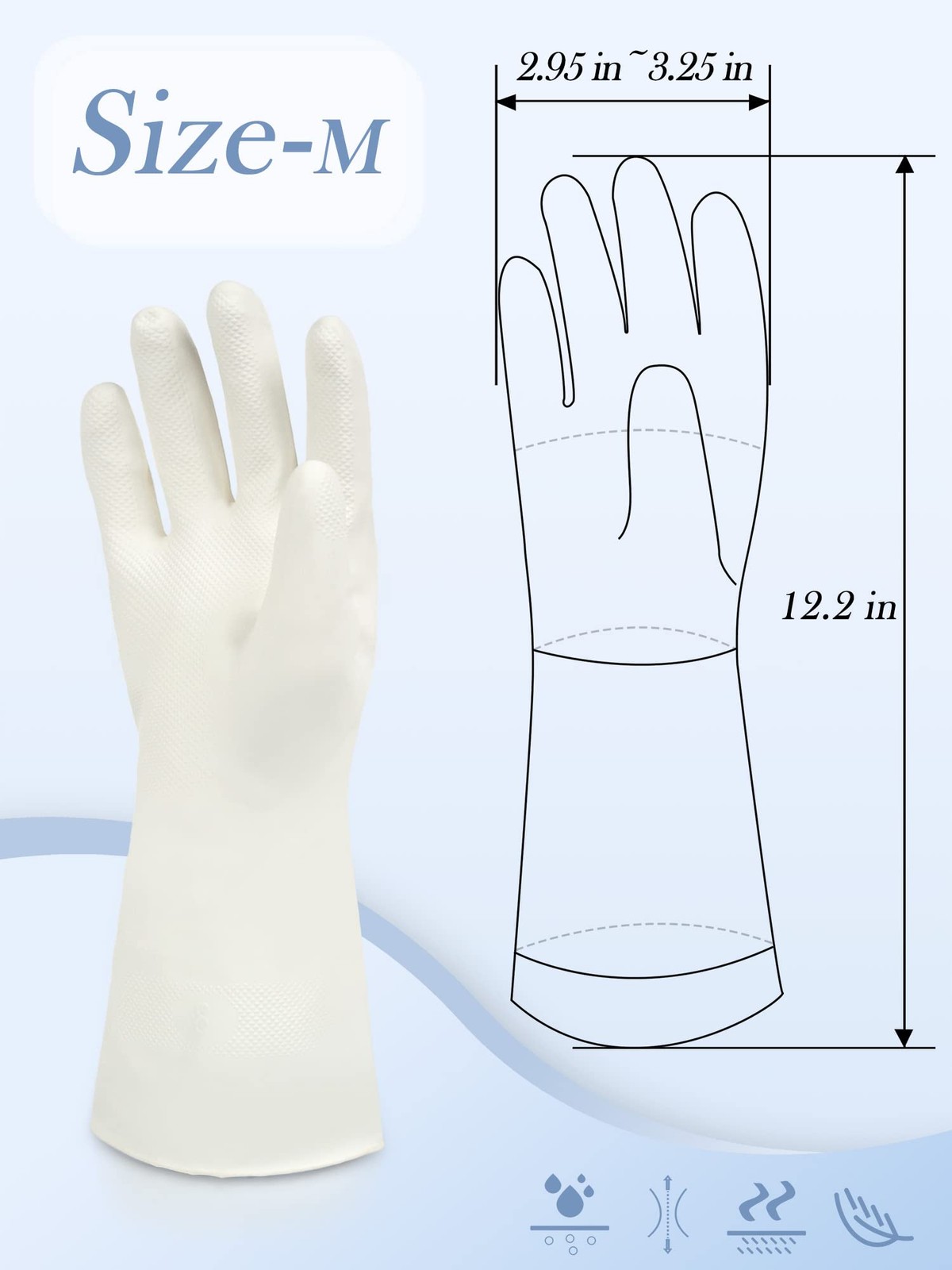 Cleanbear Latex~Free Reusable Rubber Cleaning Gloves Set of 3, 12 Inch