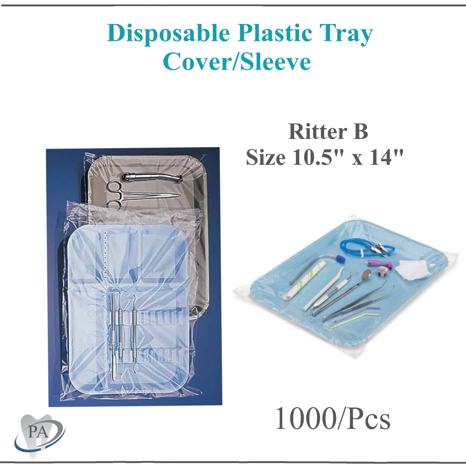 1000 pcs Dental Disposable Plastic Tray Cover Sleeves Ritter B Size 10.5″ x 14″