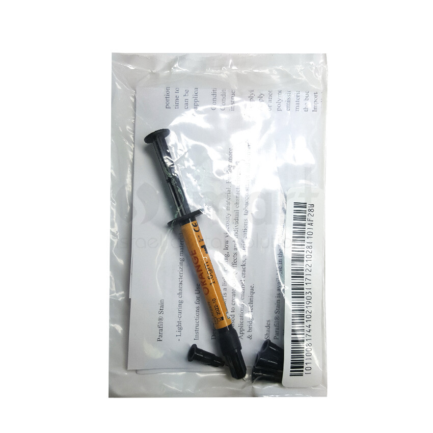 LOTx3 Dental Parafil composite visible flow light cure stain syringe 1.6g Orange