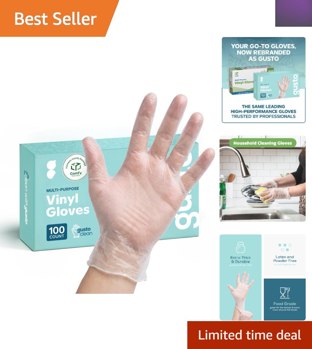 Large Clear Disposable Gloves – BPA-Free, Powder-Free, Perfect for Food Handling
