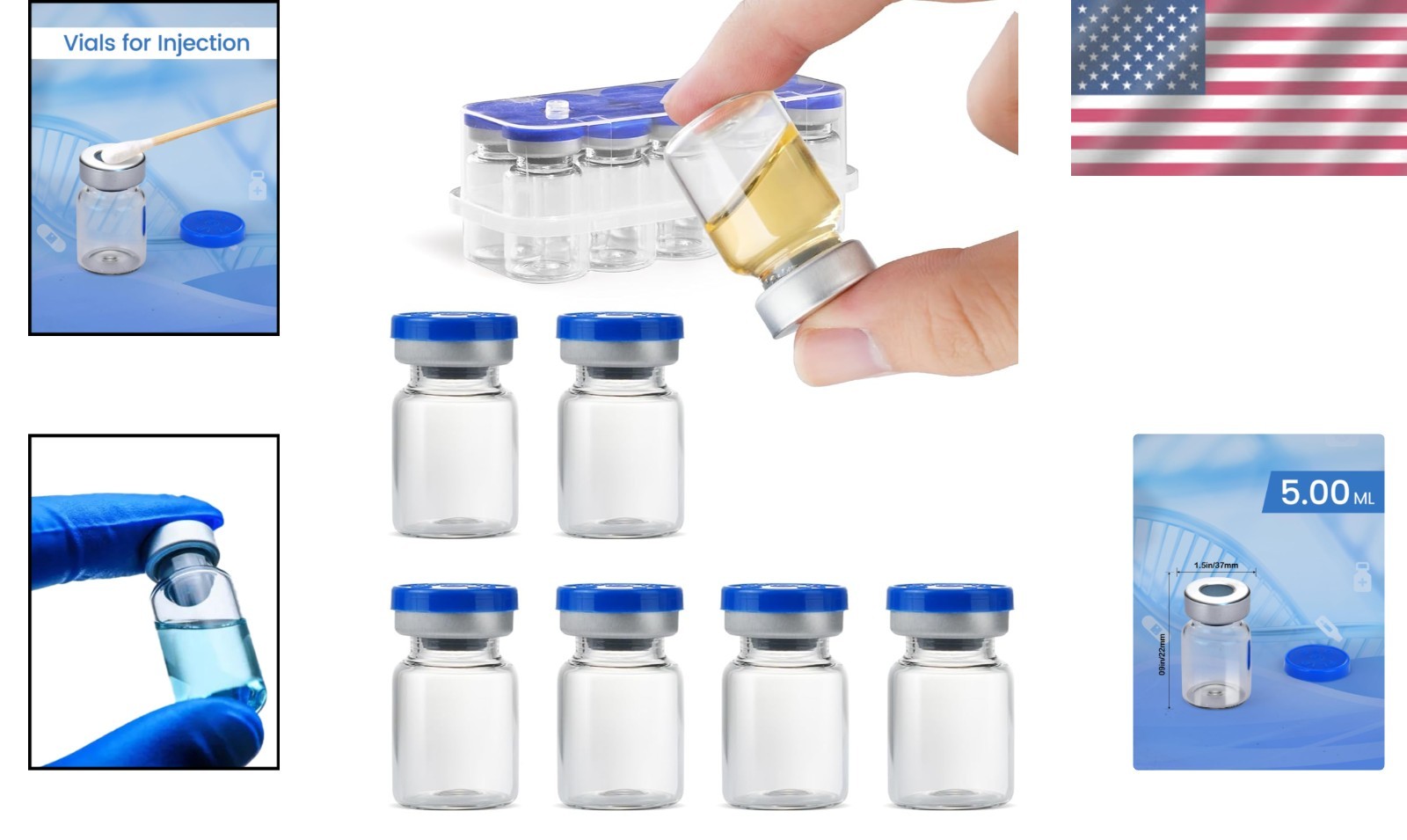 Versatile 5ml Glass Vials for Lab Use – Pack of 10 with Secure Aluminum Caps