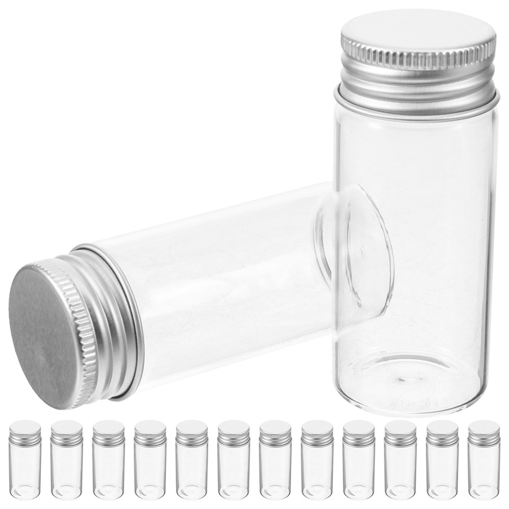 24Pcs Reusable Glass Test Tubes with Caps Clear Transparent Vials for Home Use
