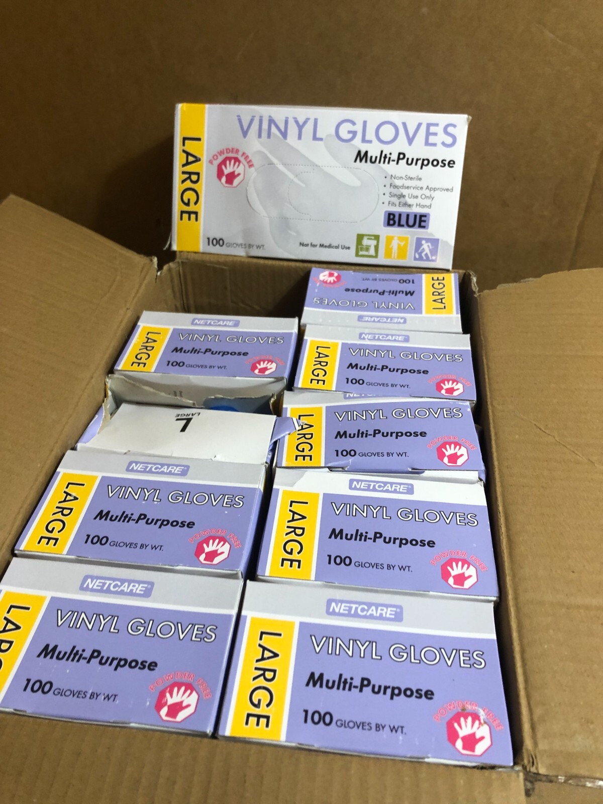 Netcare Multi-Purpose Vinyl Gloves – LARGE (10 Boxes / 100 Gloves By Wt per Box)