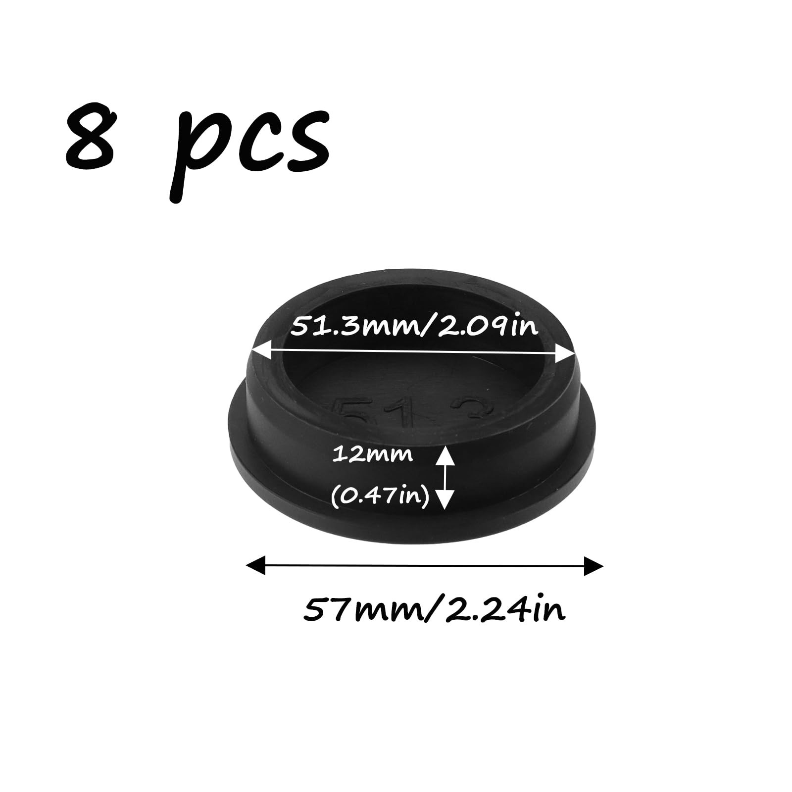 Semetall High Temp Silicone Plug Mount Dia 2 inch/51.3mm Black 8Pcs