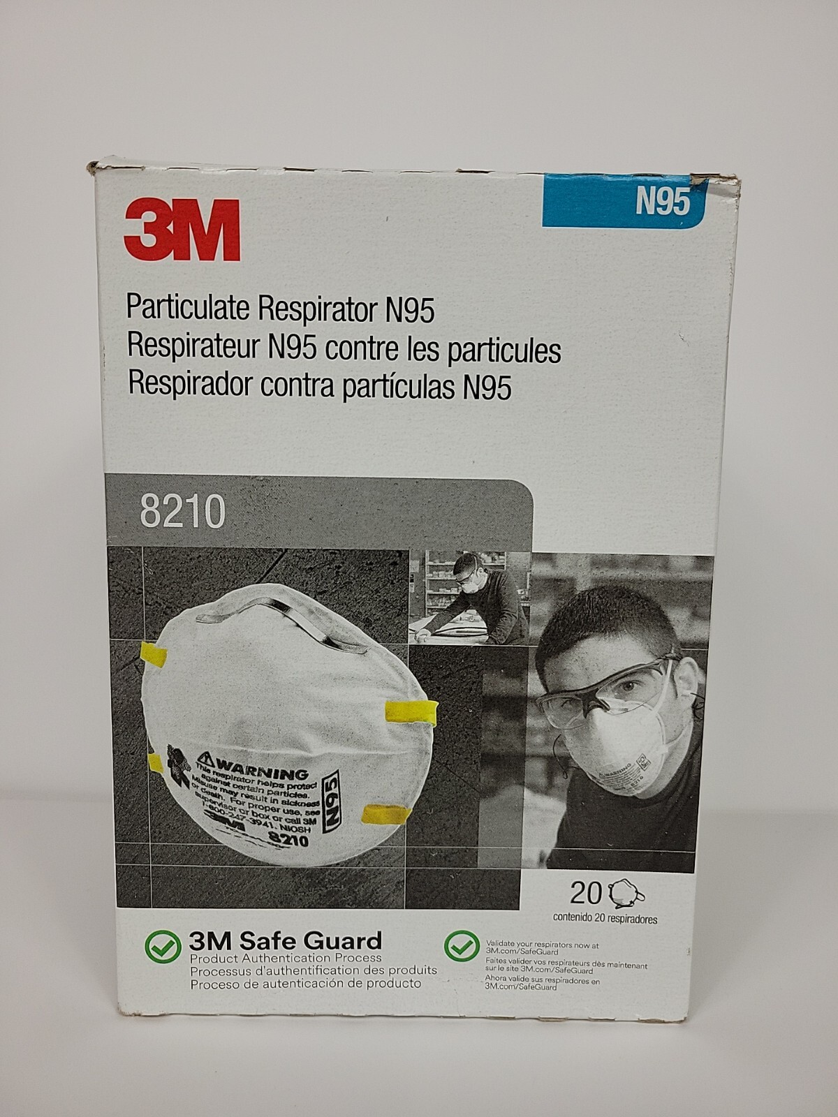 3M 8210 N95 Particulate Respirator, 20 Masks Per Box
