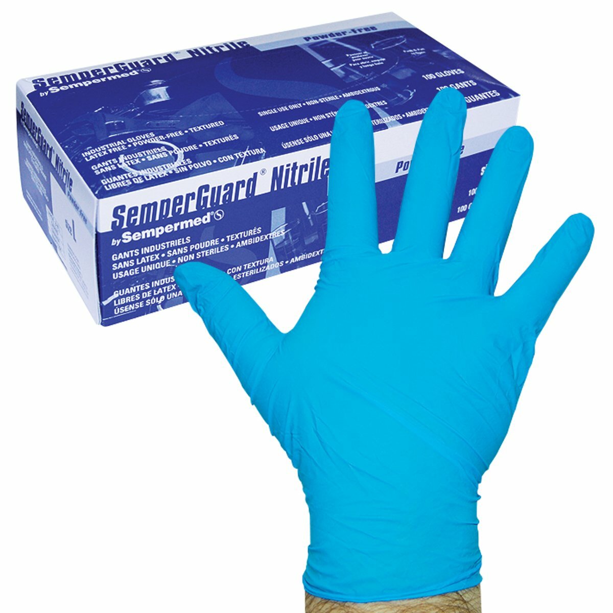 INIPFT105 SemperGuard Nitrile Glove, Powder-Free, XLarge, Blue (Case of 1000)