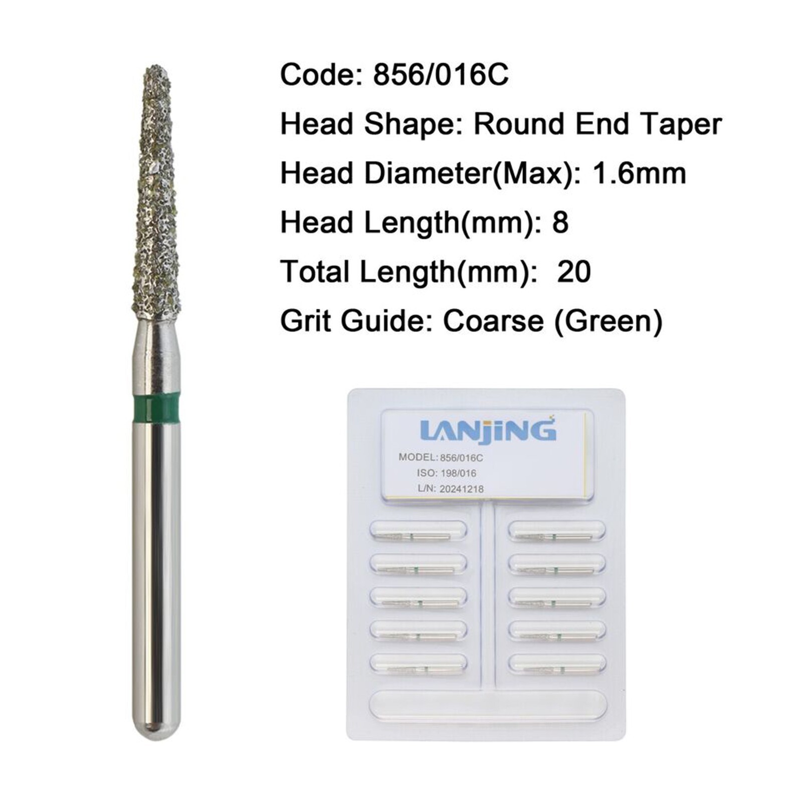 Dental Burs Diamond Round End Taper 856/016C 856/016SC Friction Grip High Speed