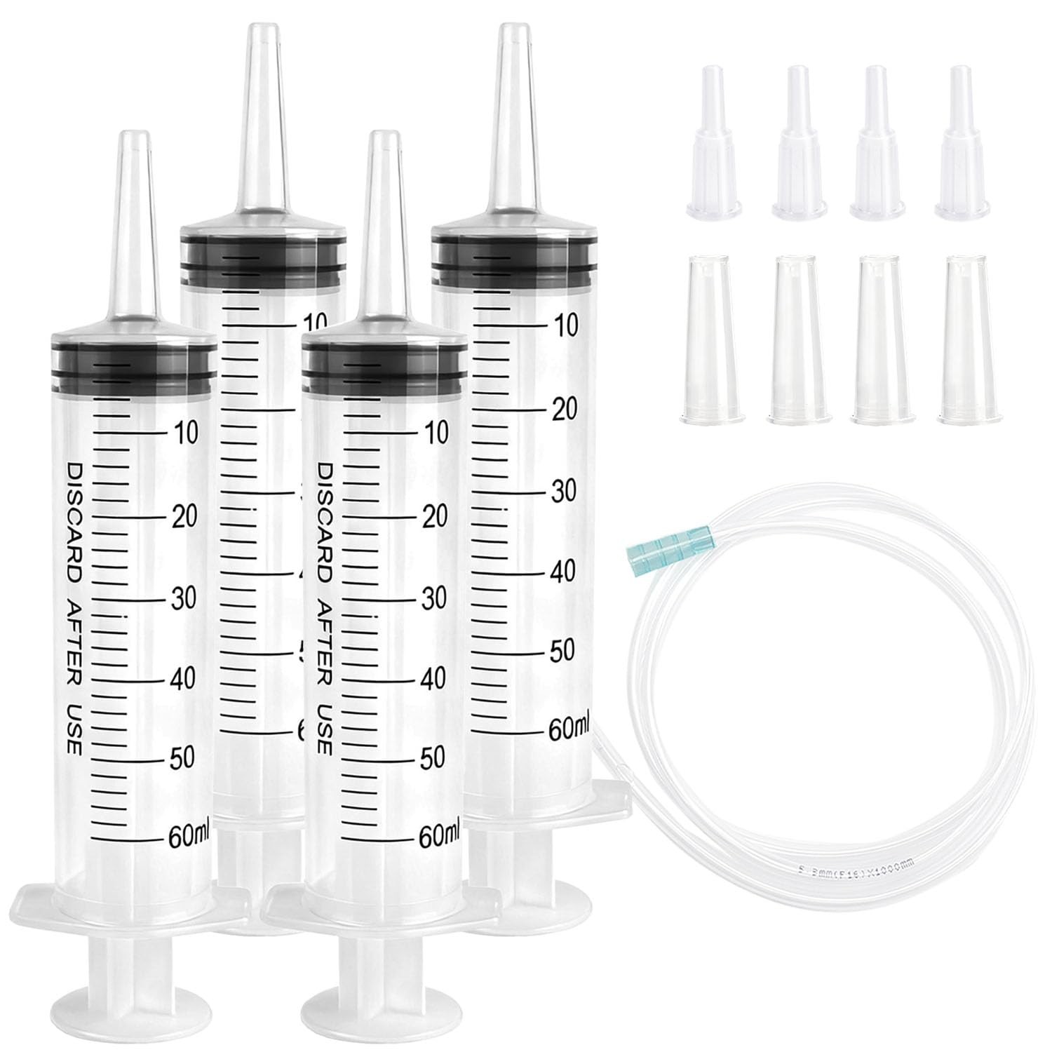 60cc Plastic Syringe – Large Syringe for Liquid with 40″ Tubing, Syringes for…