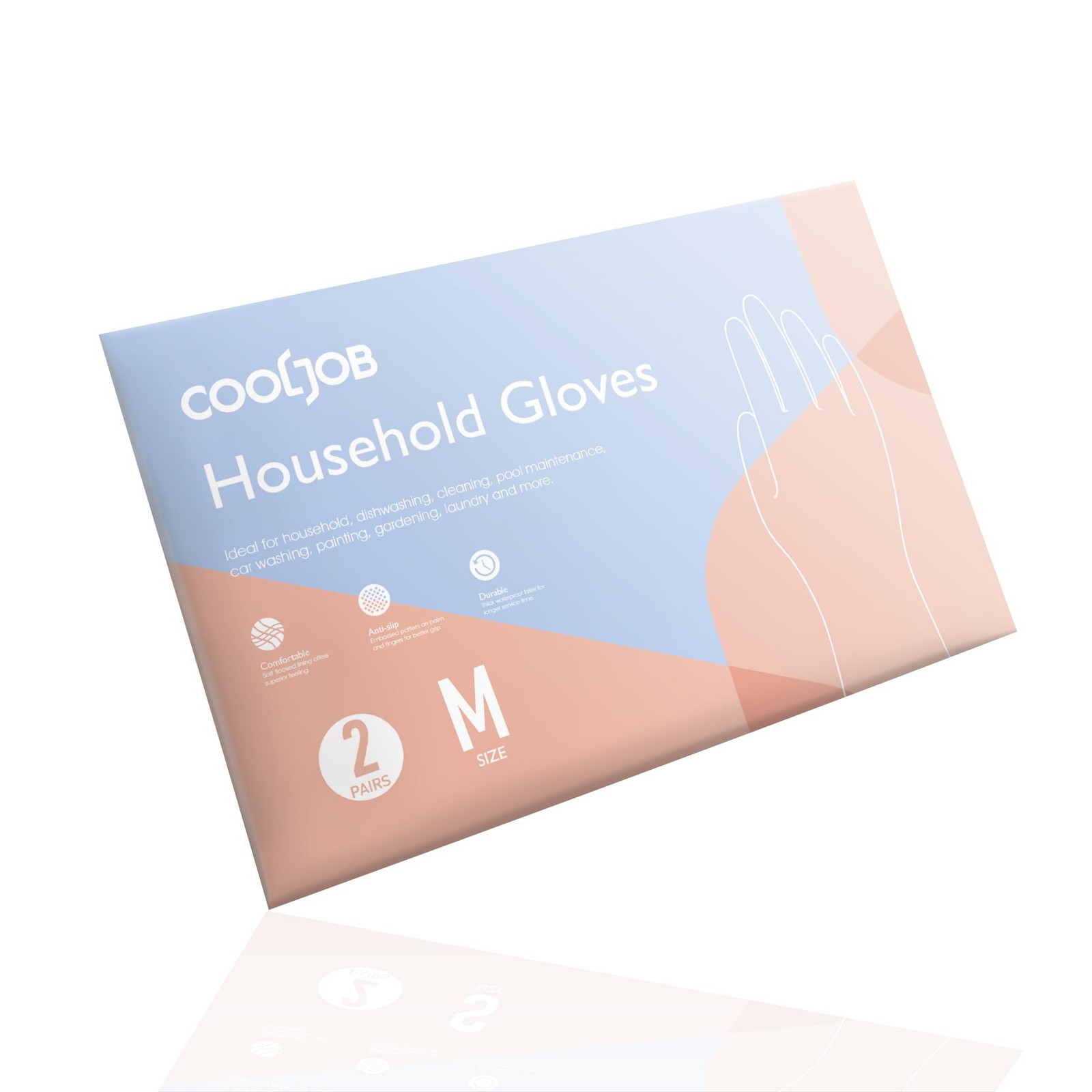 2 Pairs Thickened Rubber Gloves with Cotton Lining & Non-slip Grip, Colorful Hou