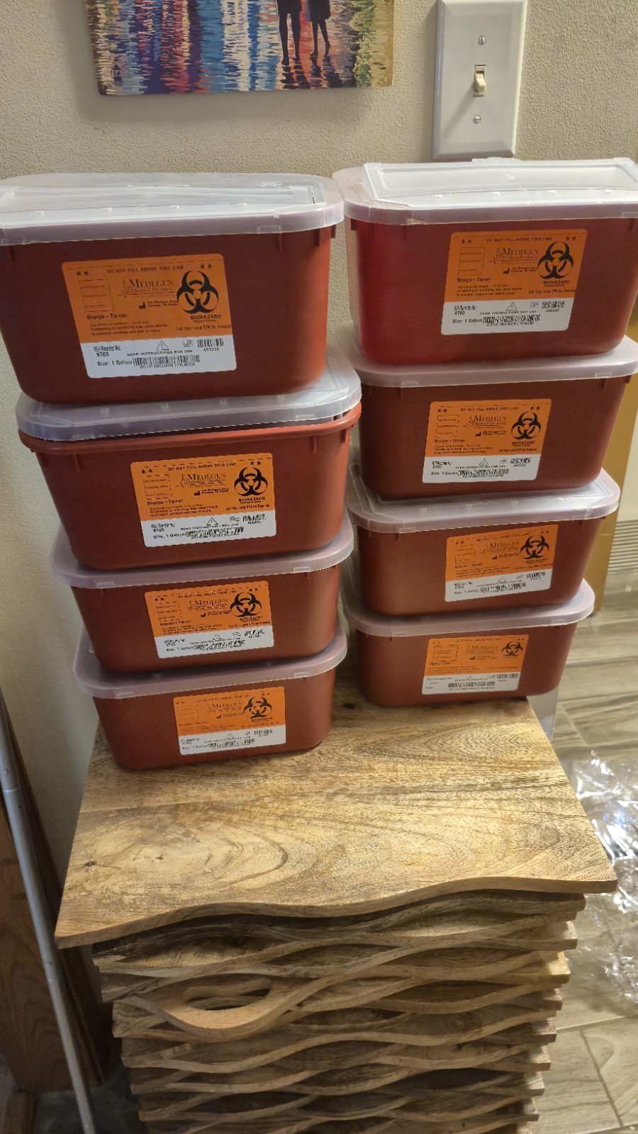 8 Medegen SHARPSBIOHAZARD Stackable Collection Sharps Container 1~Gallon #8703