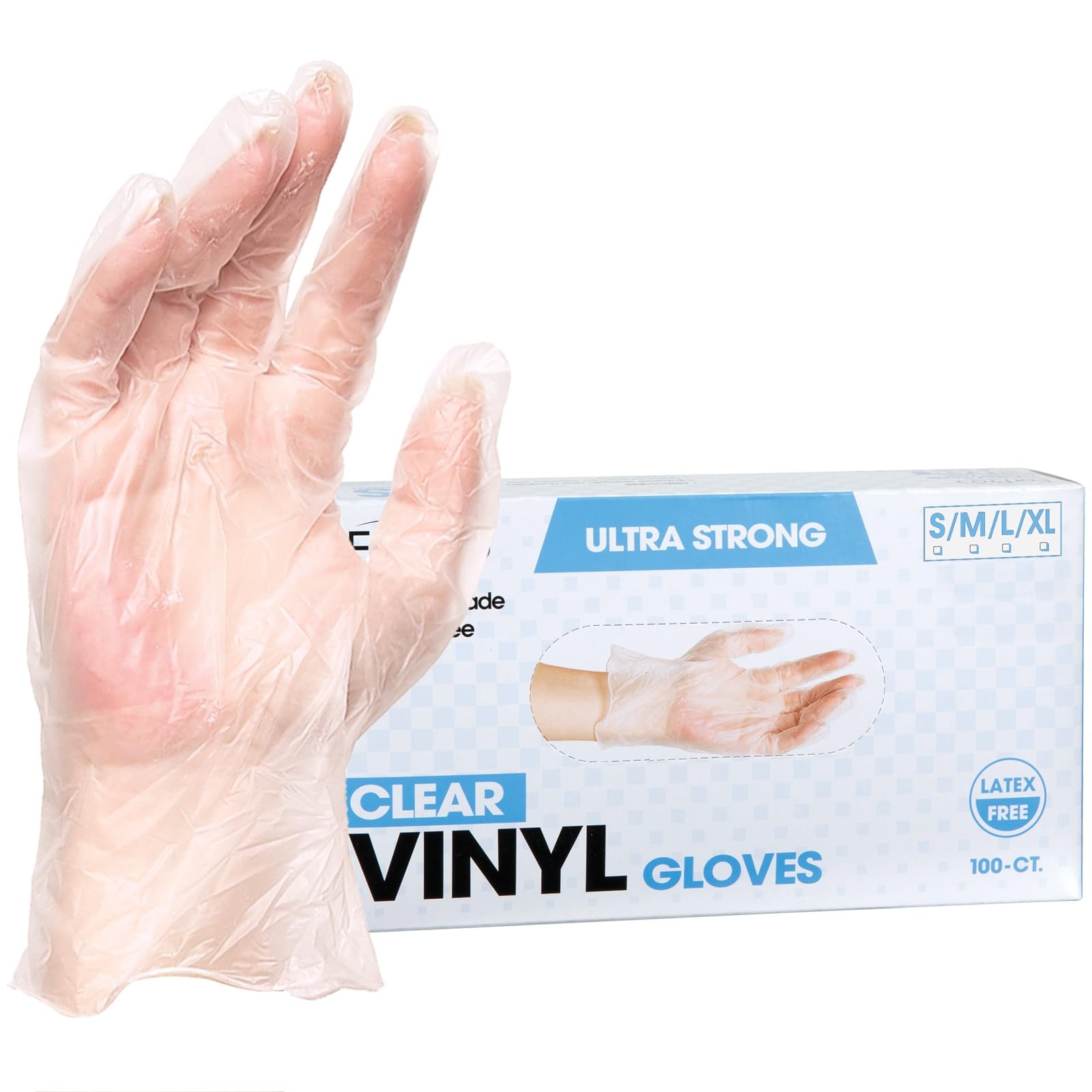 ForPro Disposable Vinyl Gloves, X~Large, Powder~Free, Food Safe, 100 Count